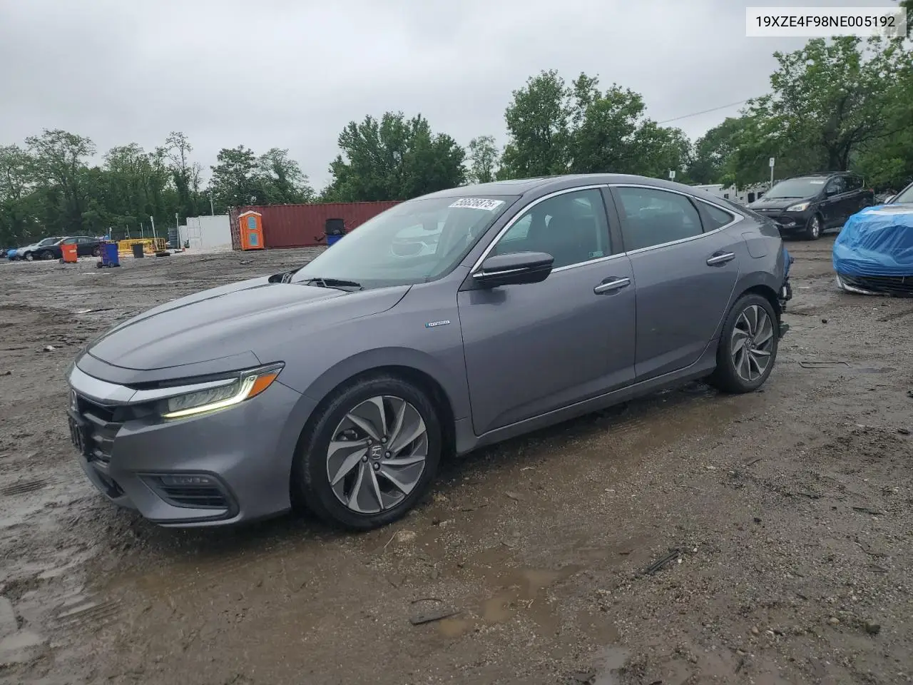 2022 Honda Insight Touring VIN: 19XZE4F98NE005192 Lot: 56626875