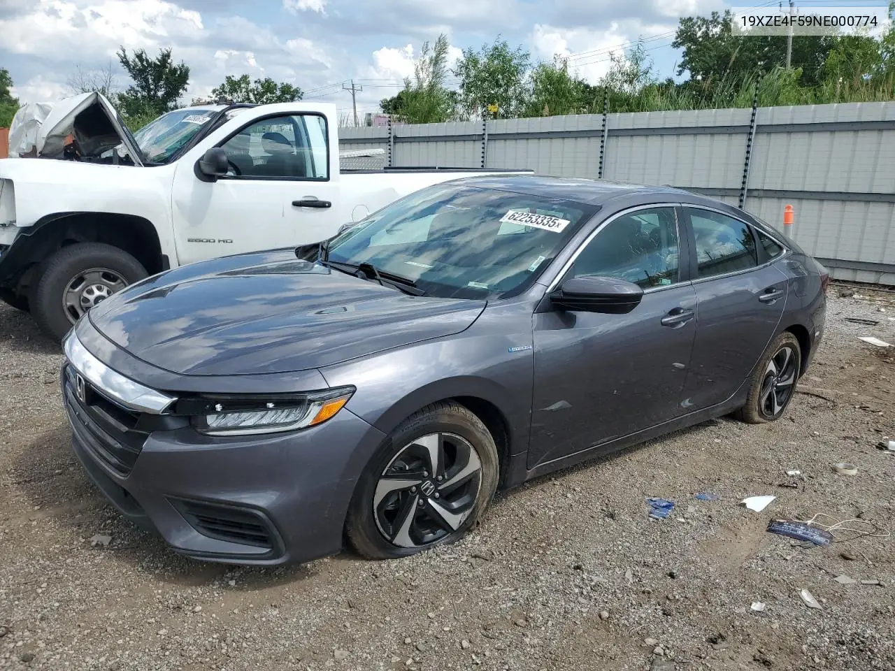 2022 Honda Insight Ex VIN: 19XZE4F59NE000774 Lot: 62253335