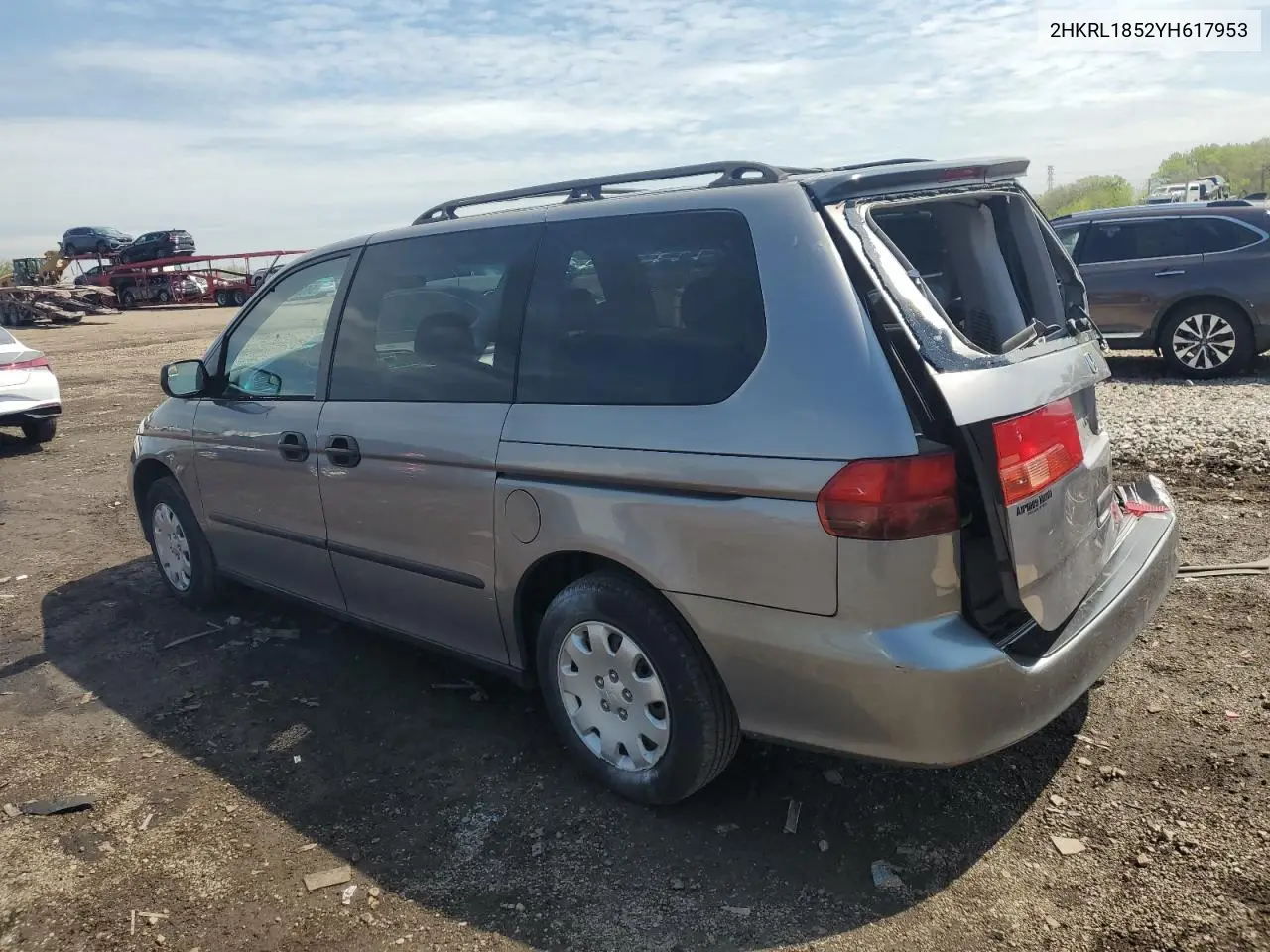 2000 Honda Odyssey Lx VIN: 2HKRL1852YH617953 Lot: 56022885