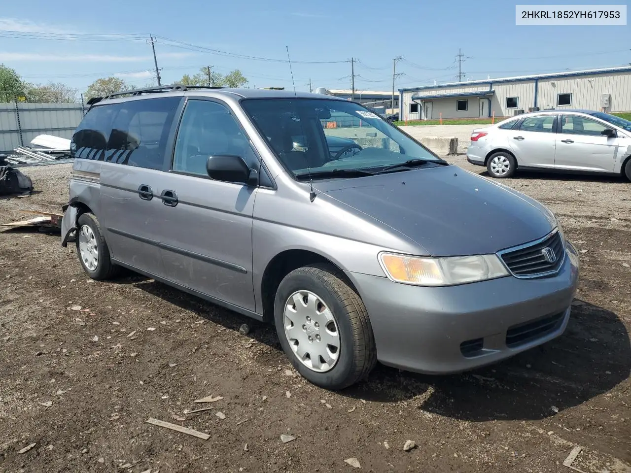 2000 Honda Odyssey Lx VIN: 2HKRL1852YH617953 Lot: 56022885