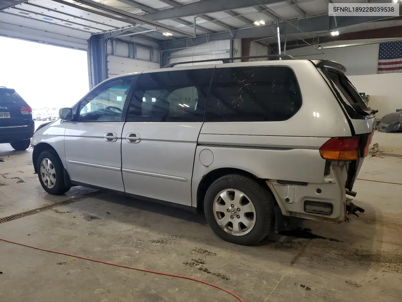 2002 Honda Odyssey Exl VIN: 5FNRL18922B039538 Lot: 53835645