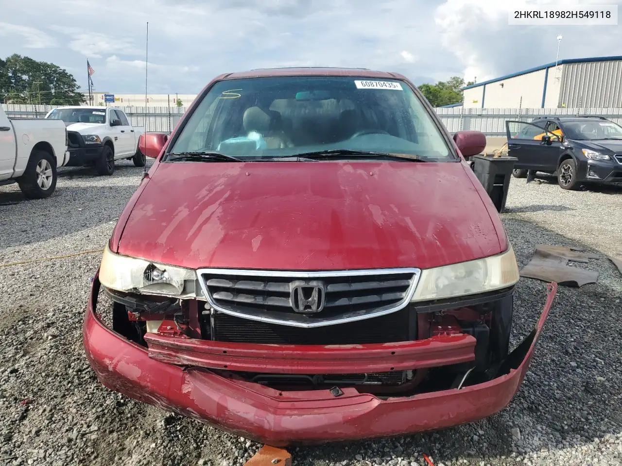 2002 Honda Odyssey Exl VIN: 2HKRL18982H549118 Lot: 60870435