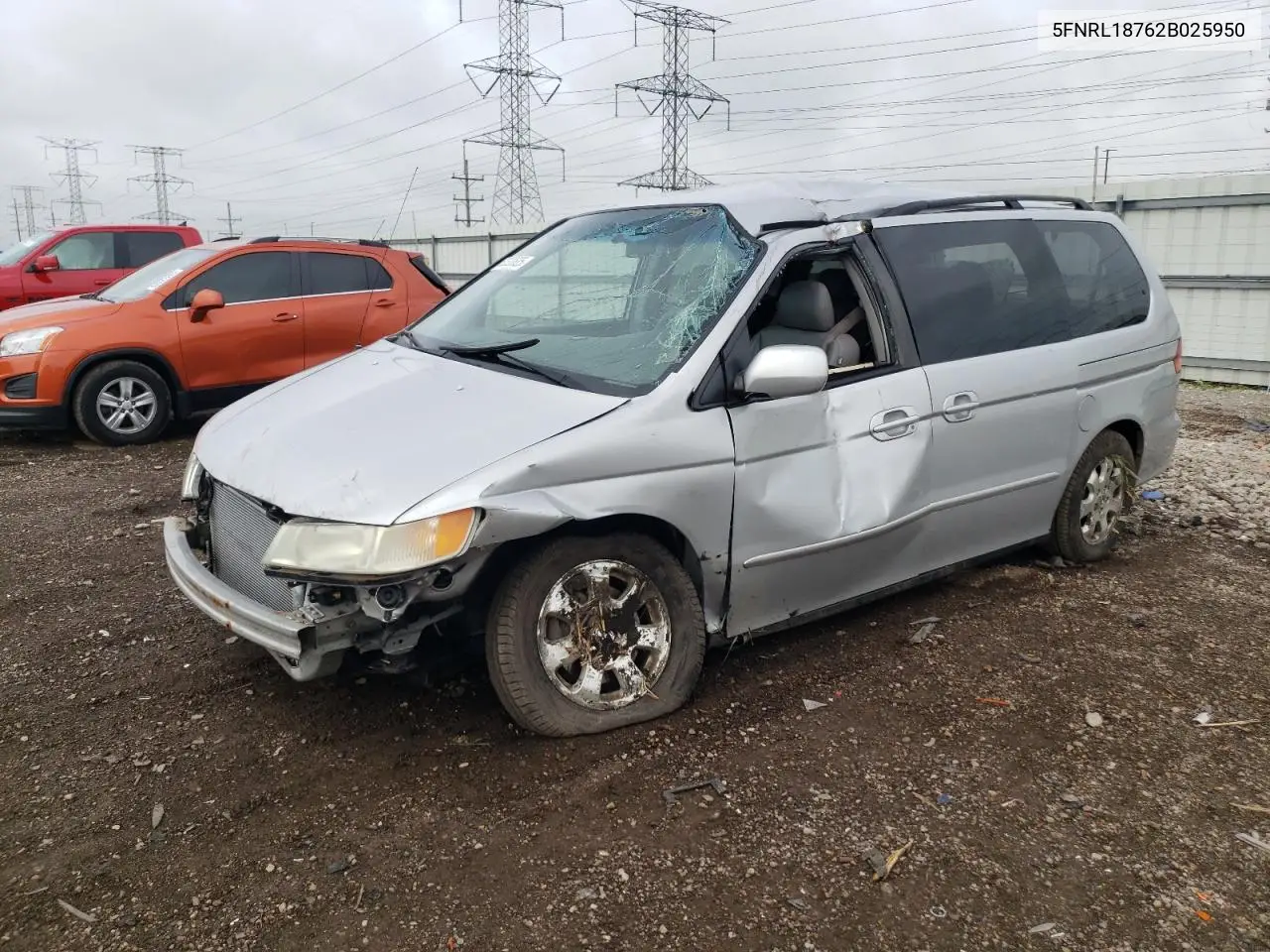 2002 Honda Odyssey Exl VIN: 5FNRL18762B025950 Lot: 62320625