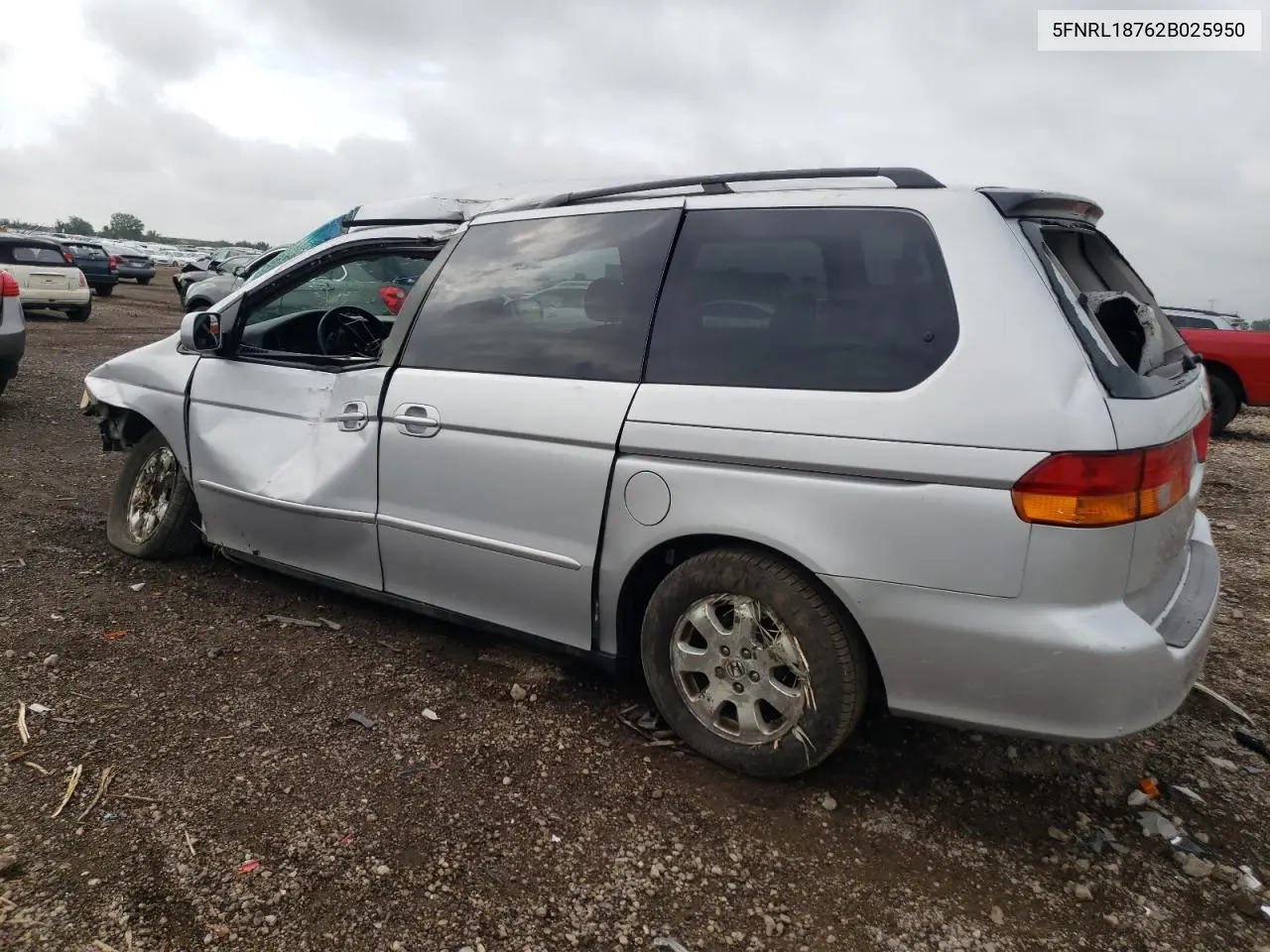 2002 Honda Odyssey Exl VIN: 5FNRL18762B025950 Lot: 62320625