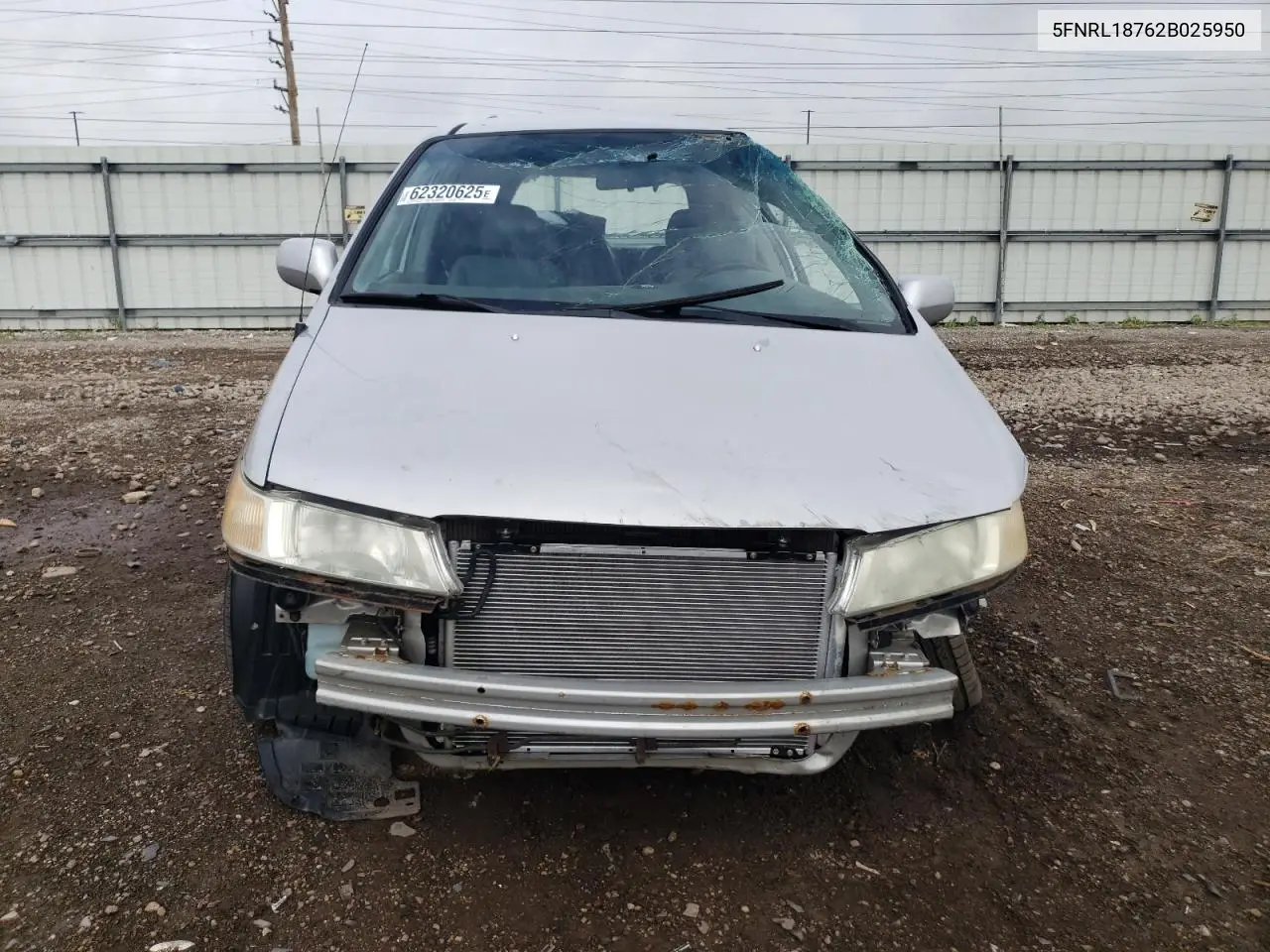2002 Honda Odyssey Exl VIN: 5FNRL18762B025950 Lot: 62320625
