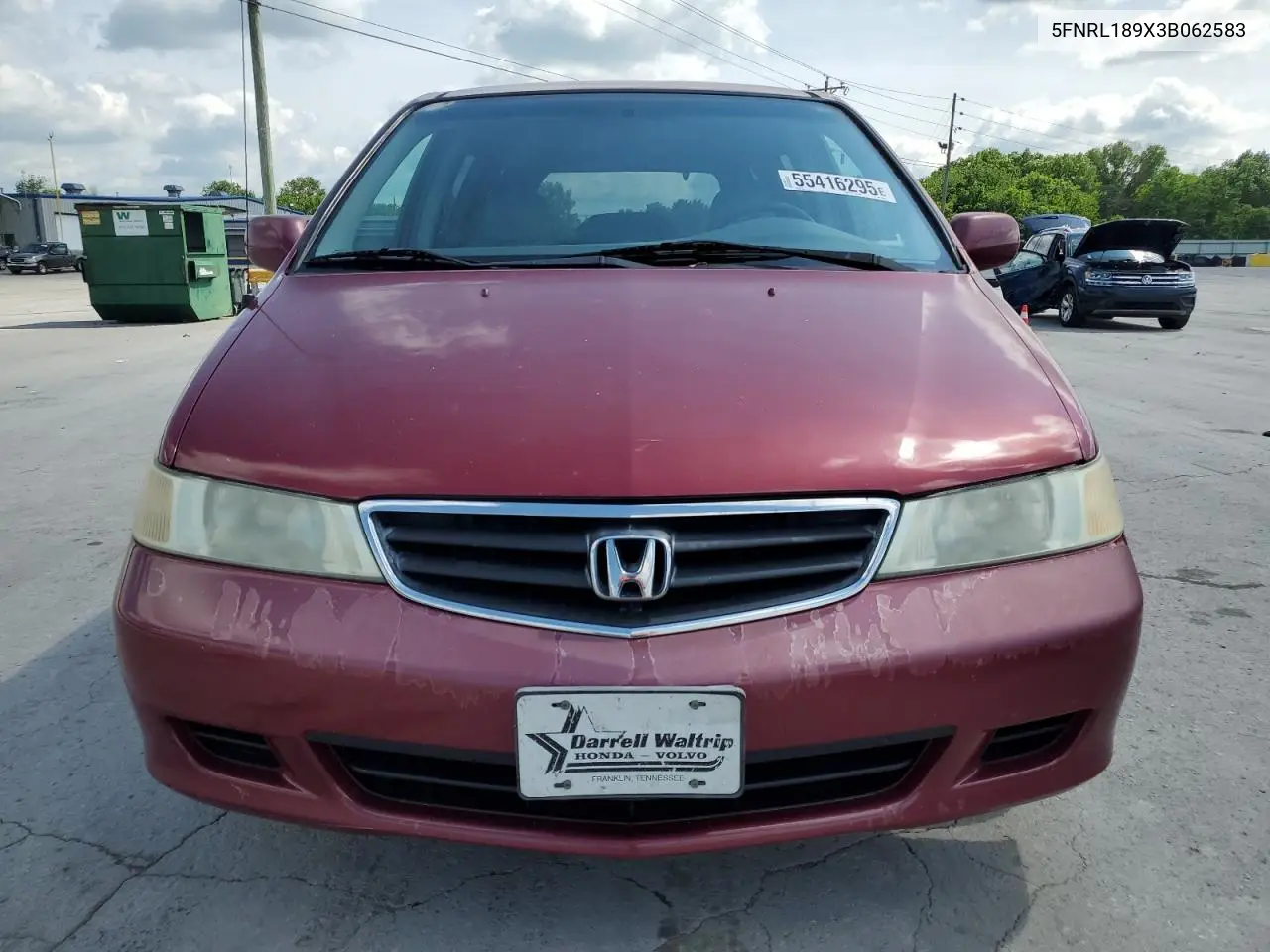 2003 Honda Odyssey Exl VIN: 5FNRL189X3B062583 Lot: 55416295