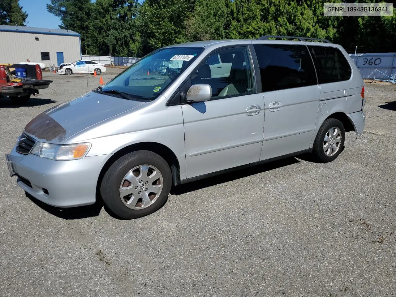2003 Honda Odyssey Exl VIN: 5FNRL18943B136841 Lot: 63111185