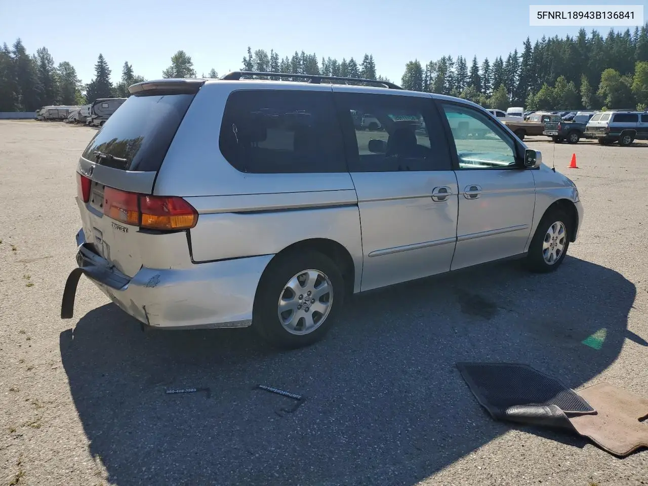 2003 Honda Odyssey Exl VIN: 5FNRL18943B136841 Lot: 63111185