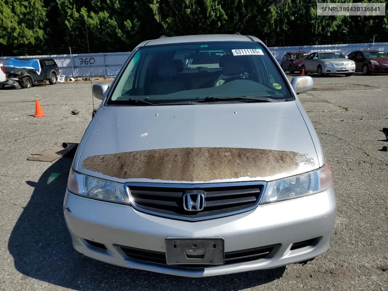 2003 Honda Odyssey Exl VIN: 5FNRL18943B136841 Lot: 63111185