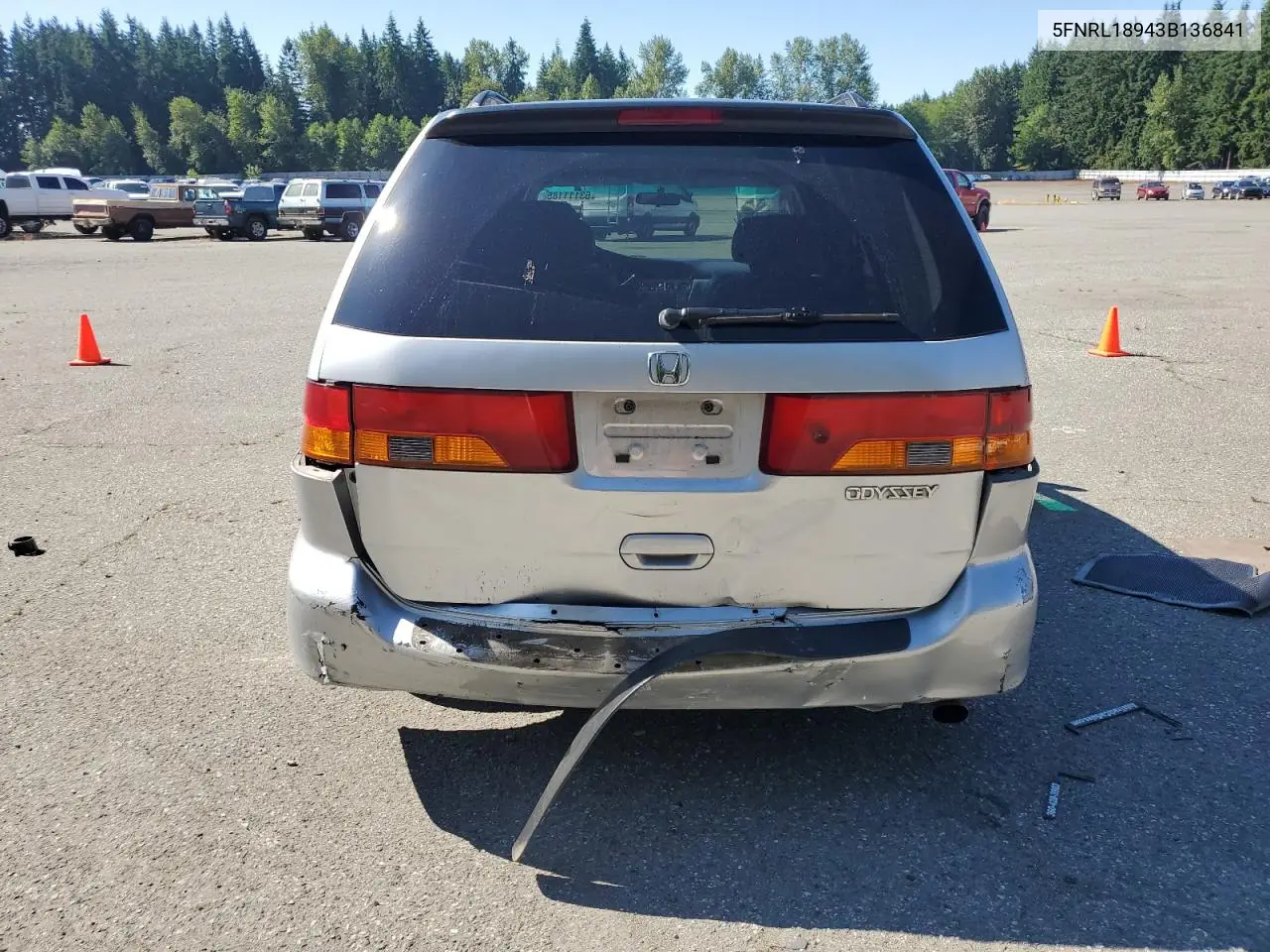 2003 Honda Odyssey Exl VIN: 5FNRL18943B136841 Lot: 63111185