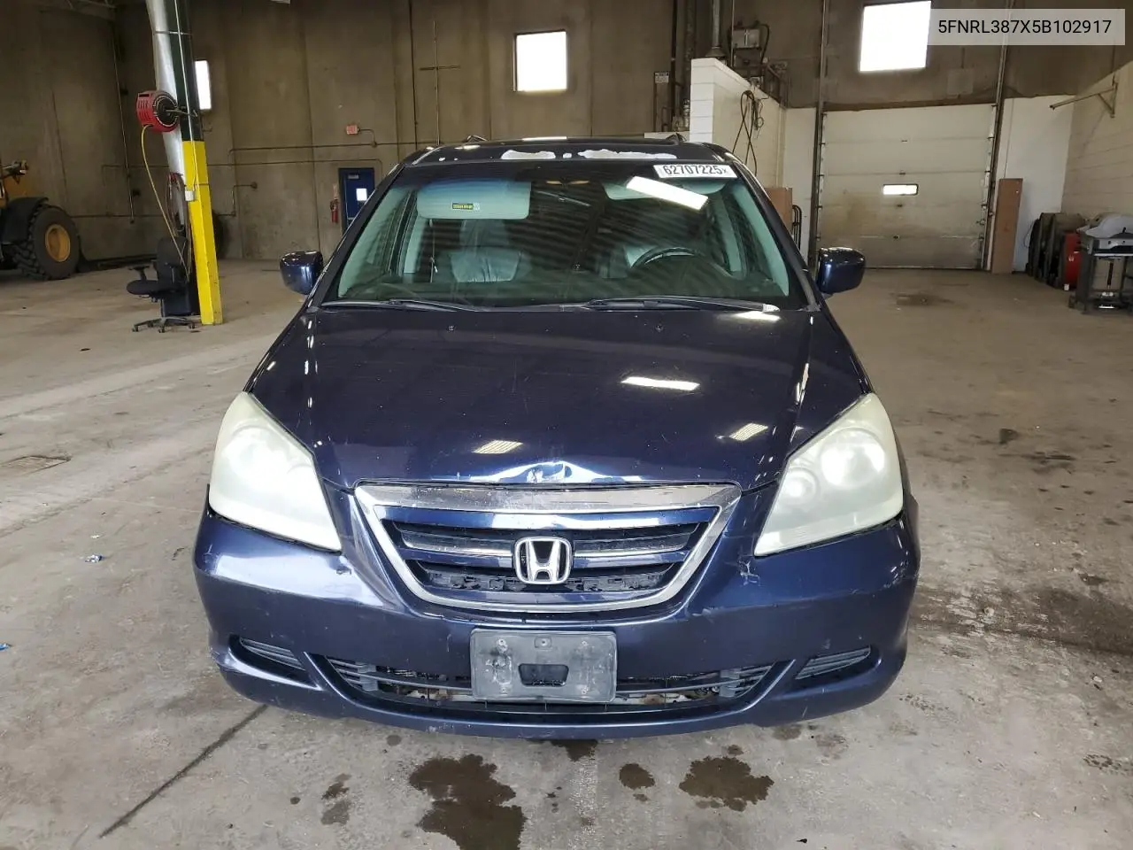 2005 Honda Odyssey Exl VIN: 5FNRL387X5B102917 Lot: 62707225