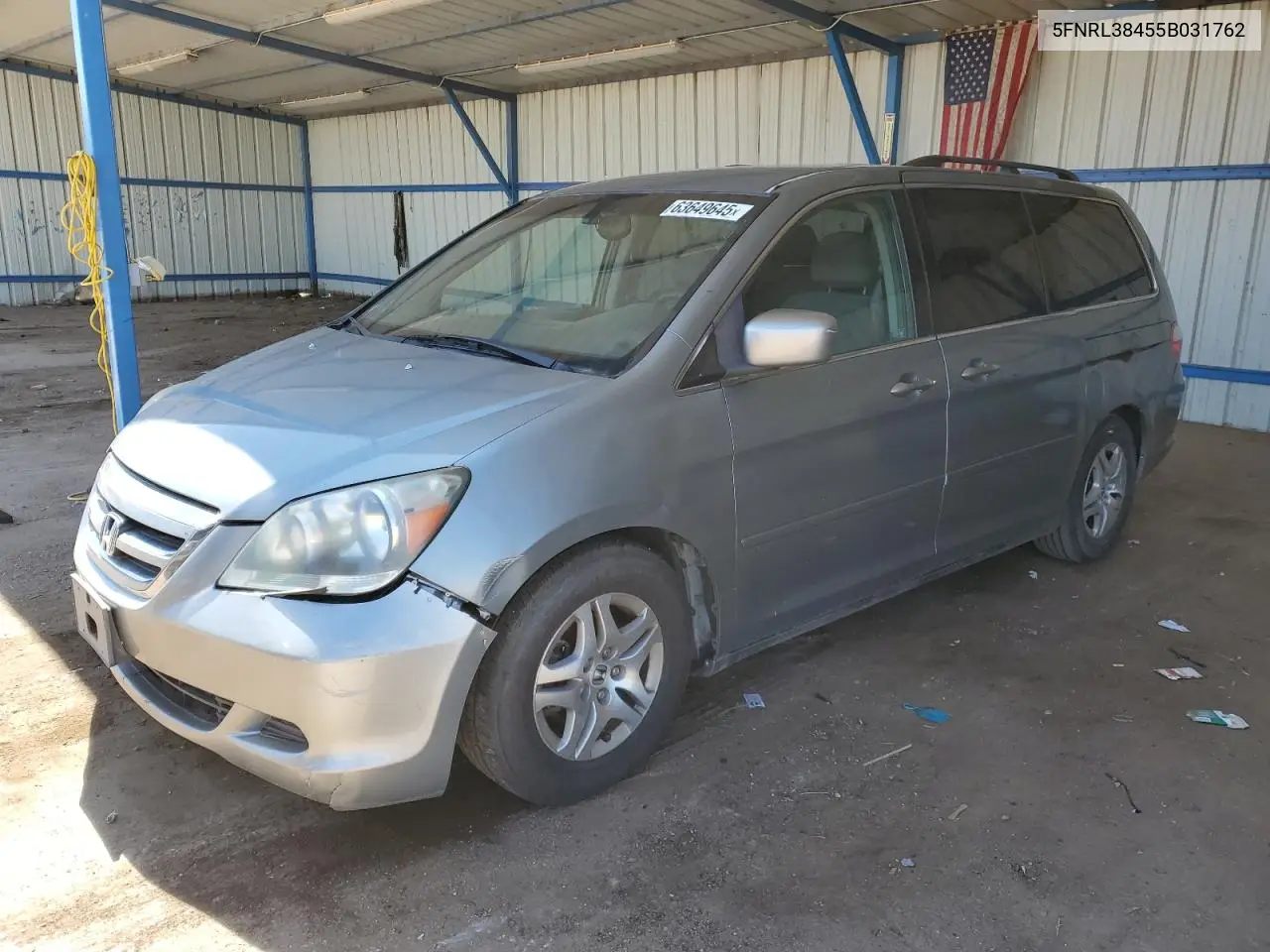 2005 Honda Odyssey Ex VIN: 5FNRL38455B031762 Lot: 63649645