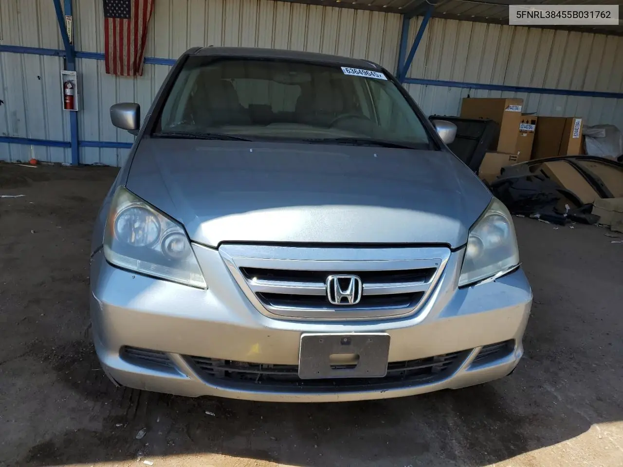 2005 Honda Odyssey Ex VIN: 5FNRL38455B031762 Lot: 63649645