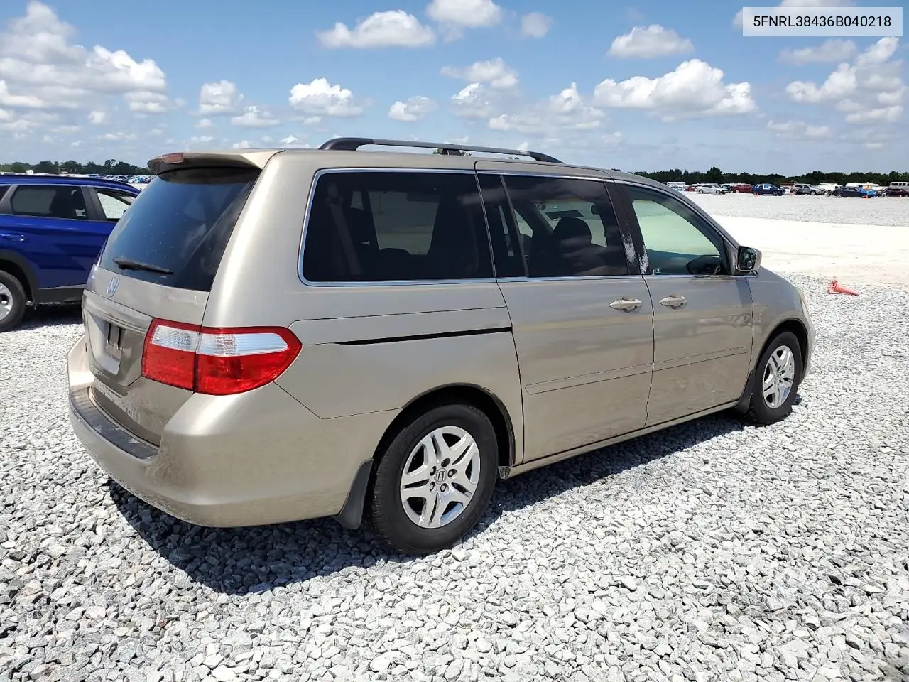2006 Honda Odyssey Ex VIN: 5FNRL38436B040218 Lot: 51318545