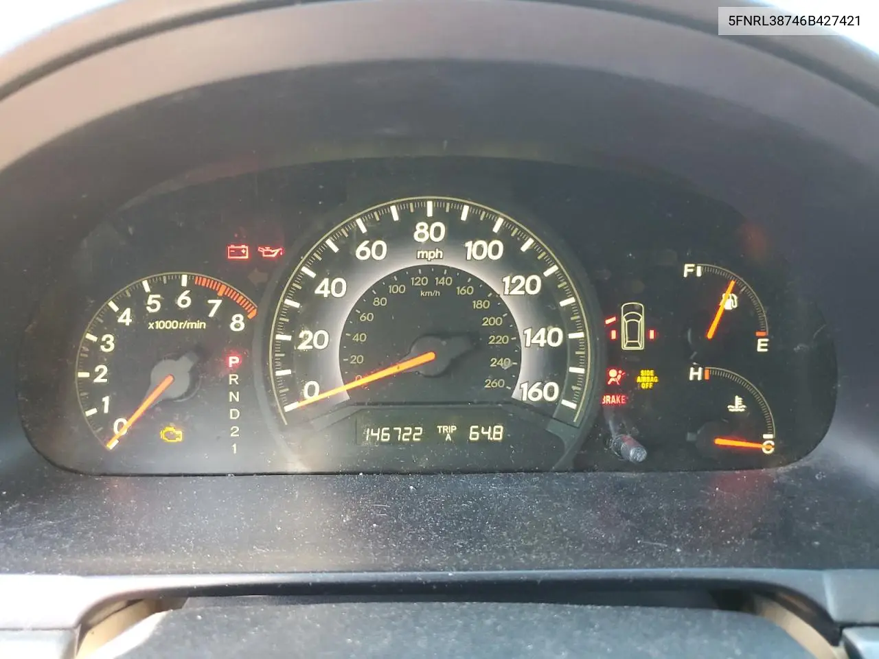 2006 Honda Odyssey Exl VIN: 5FNRL38746B427421 Lot: 53457445