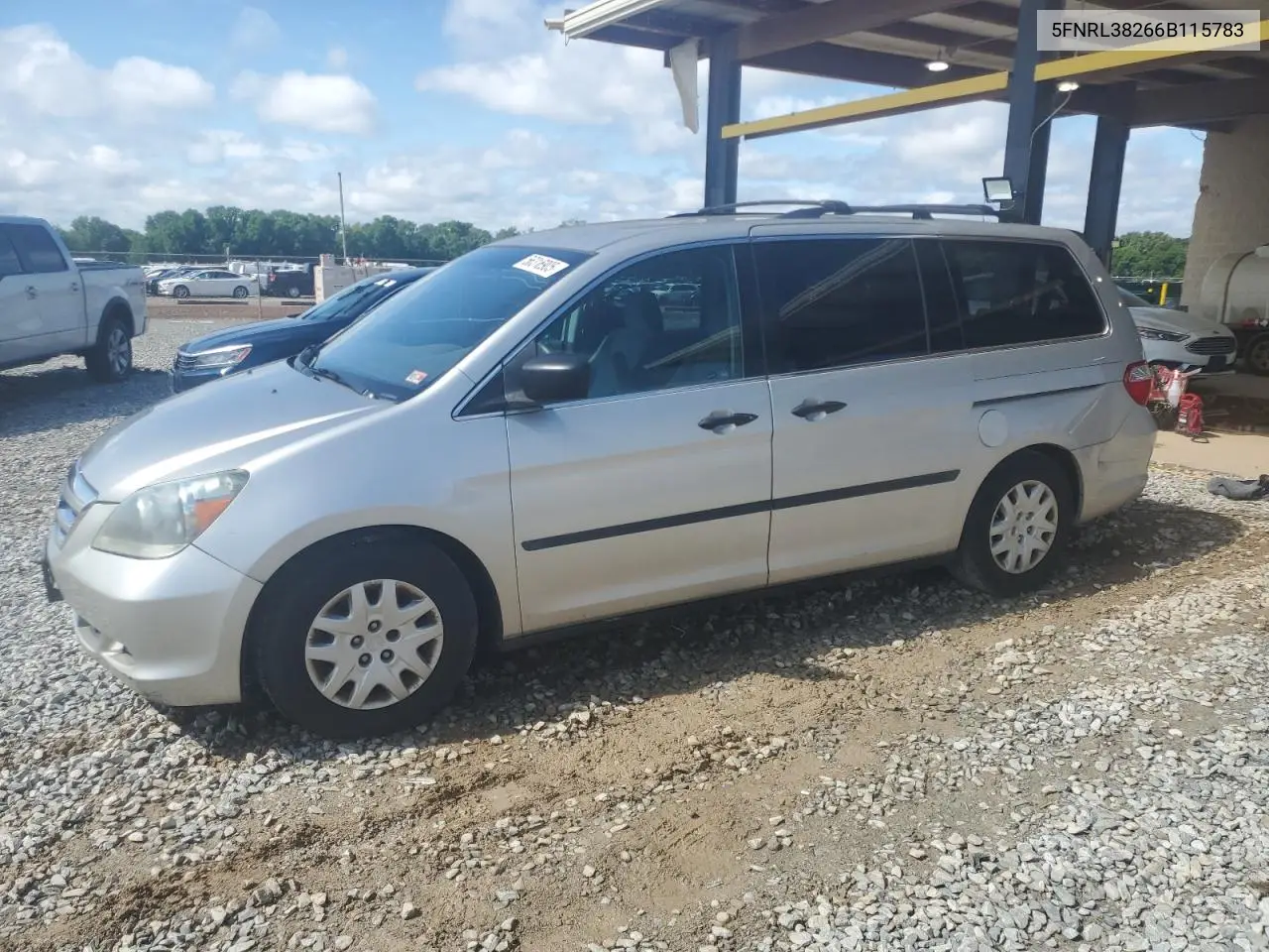2006 Honda Odyssey Lx VIN: 5FNRL38266B115783 Lot: 56316905