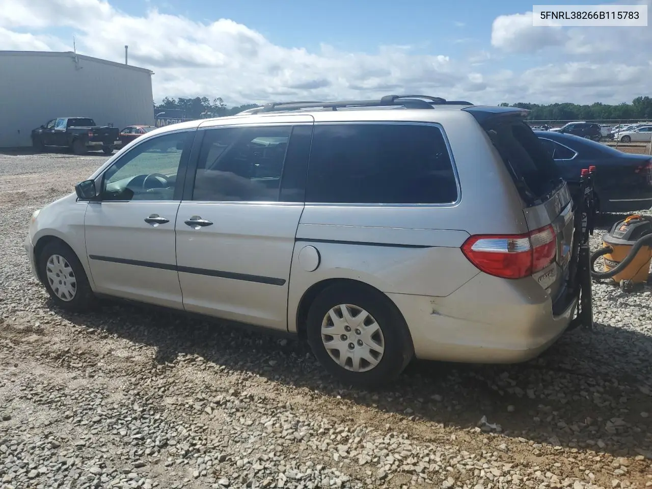 2006 Honda Odyssey Lx VIN: 5FNRL38266B115783 Lot: 56316905