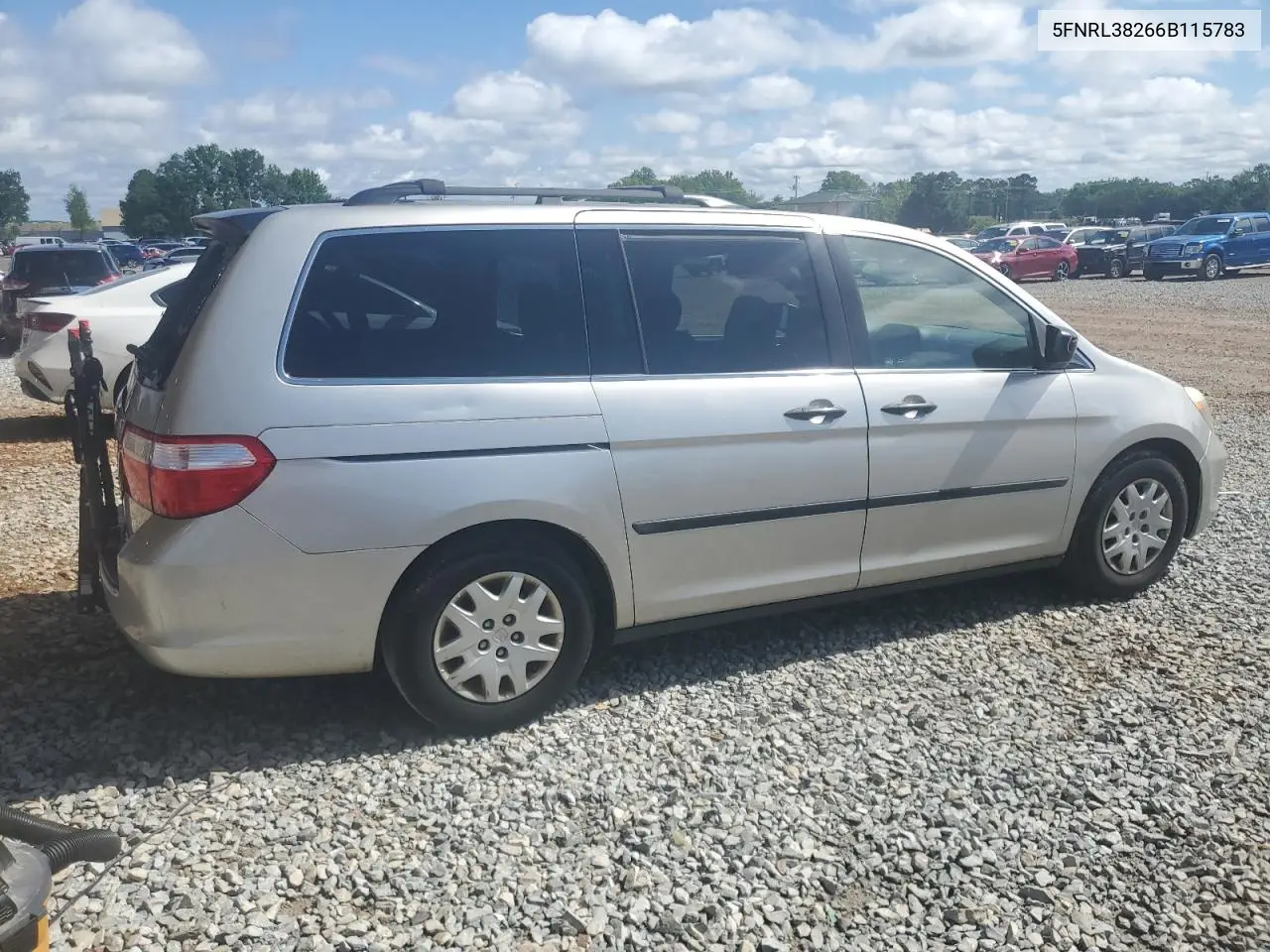 2006 Honda Odyssey Lx VIN: 5FNRL38266B115783 Lot: 56316905