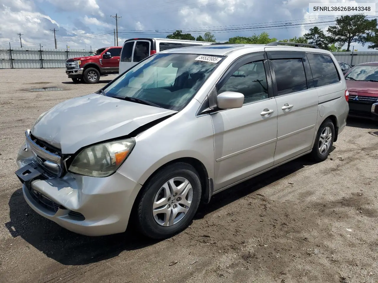 2006 Honda Odyssey Exl VIN: 5FNRL38626B443348 Lot: 56532985
