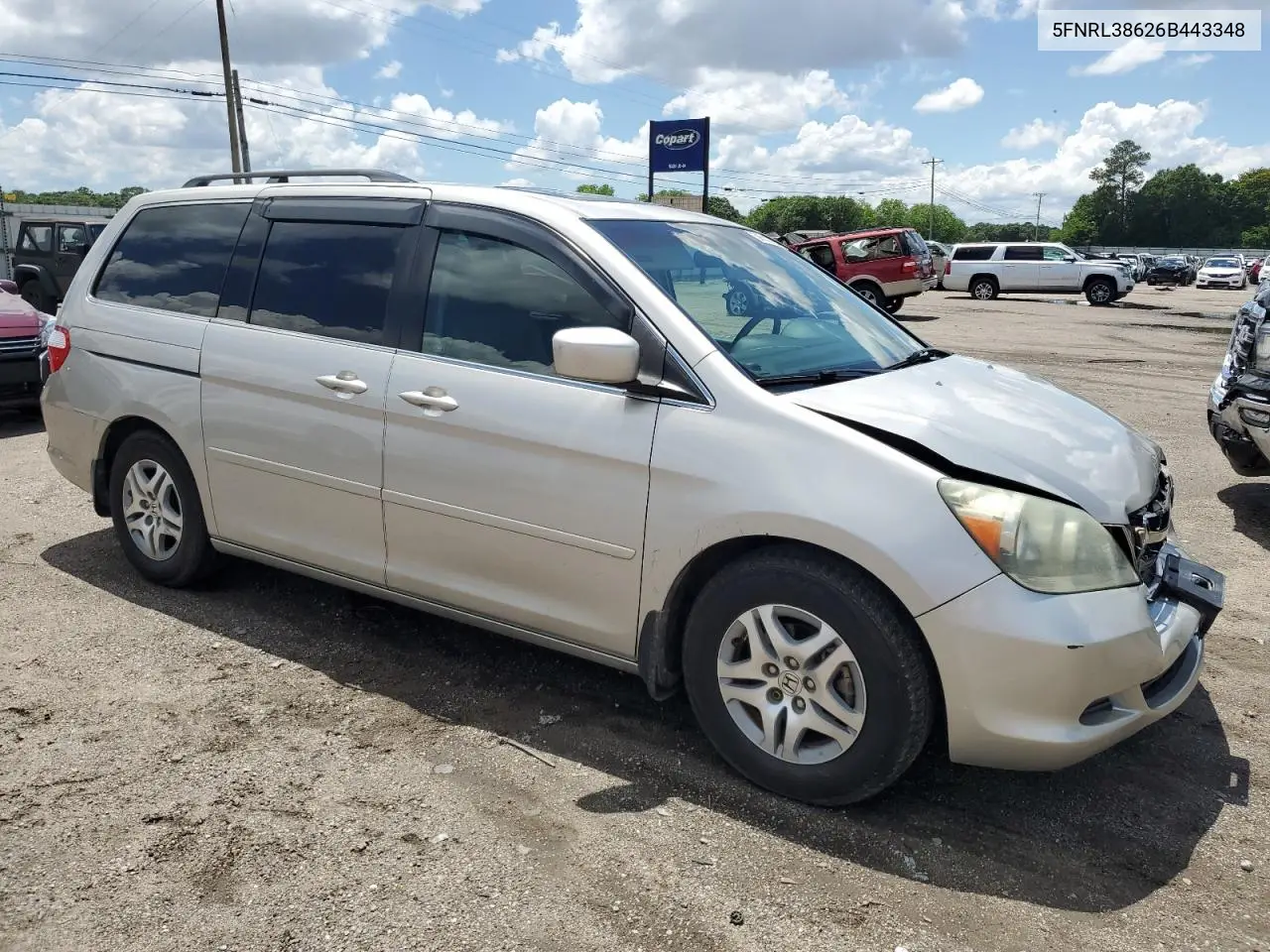 2006 Honda Odyssey Exl VIN: 5FNRL38626B443348 Lot: 56532985