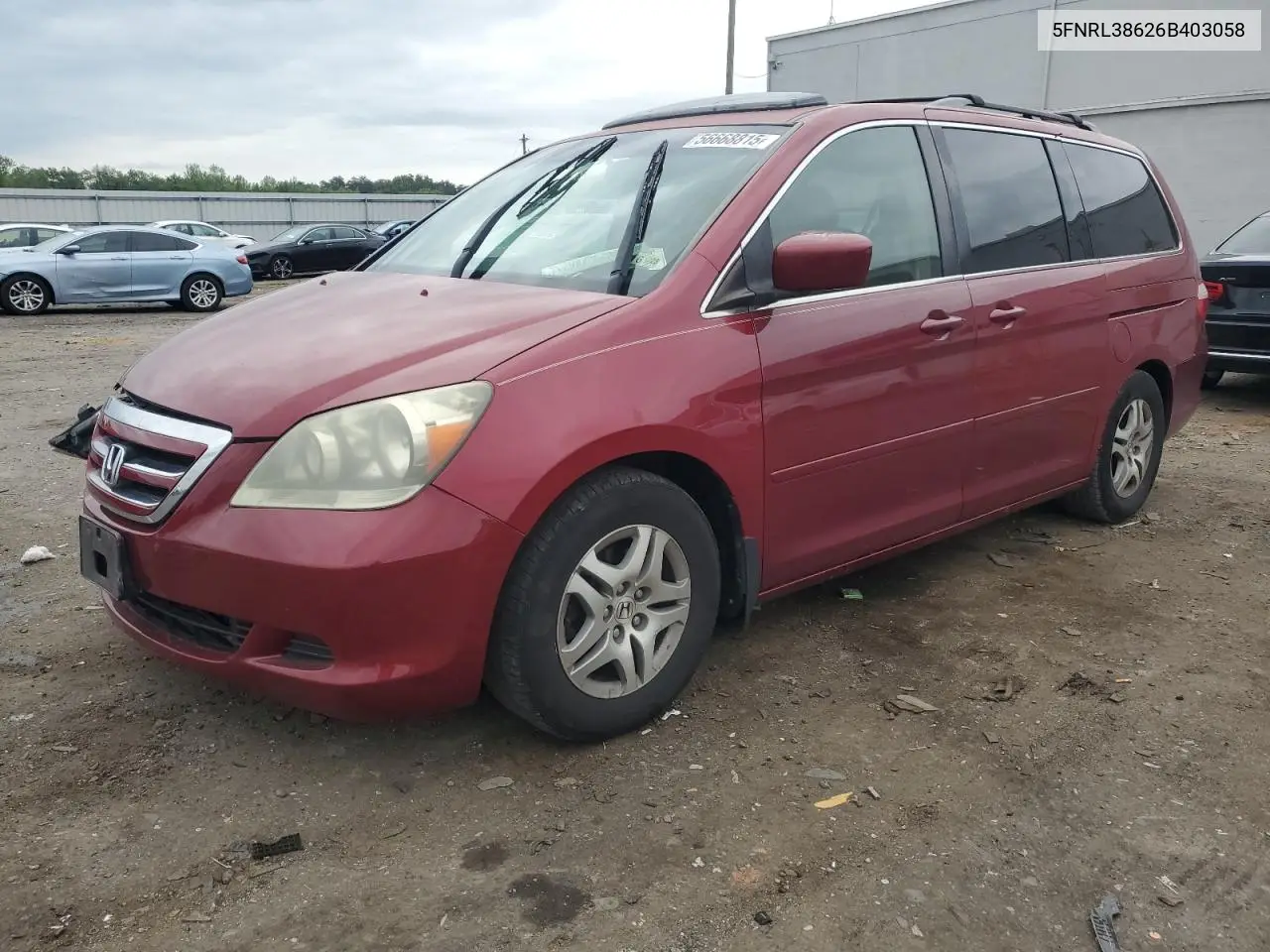 2006 Honda Odyssey Exl VIN: 5FNRL38626B403058 Lot: 56668815