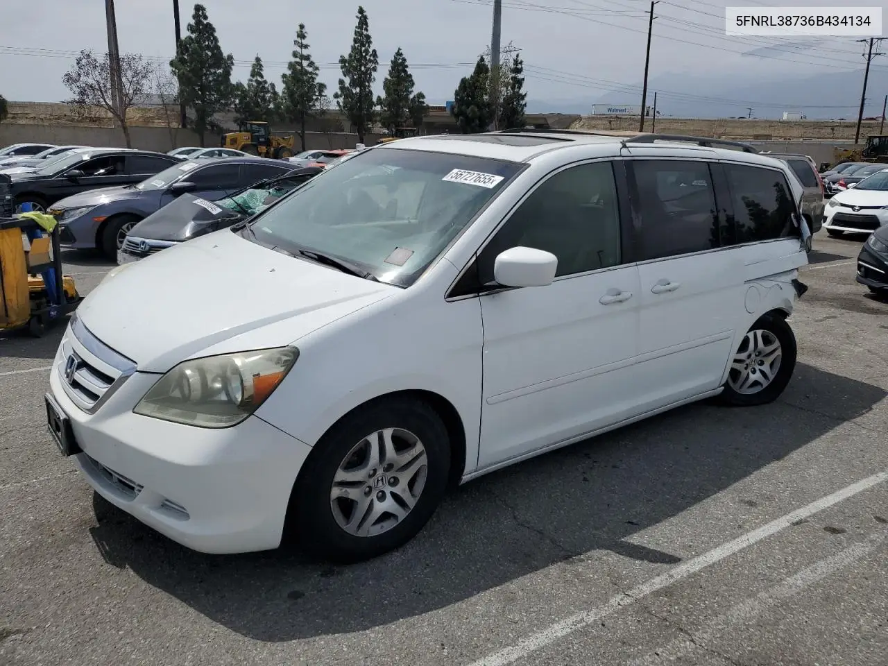 2006 Honda Odyssey Exl VIN: 5FNRL38736B434134 Lot: 56727655