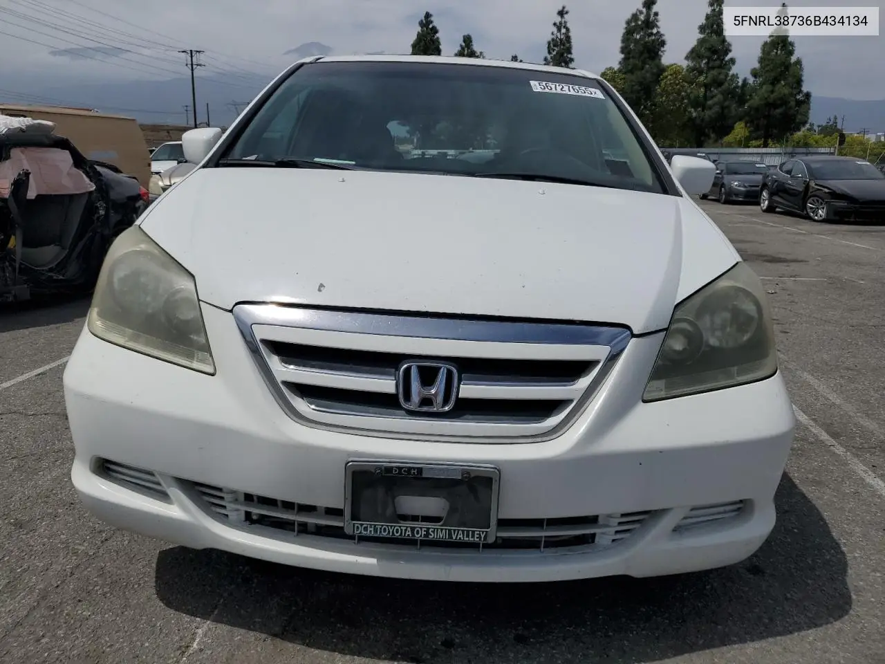 2006 Honda Odyssey Exl VIN: 5FNRL38736B434134 Lot: 56727655