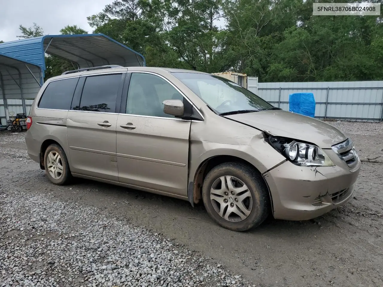 2006 Honda Odyssey Exl VIN: 5FNRL38706B024908 Lot: 56828525
