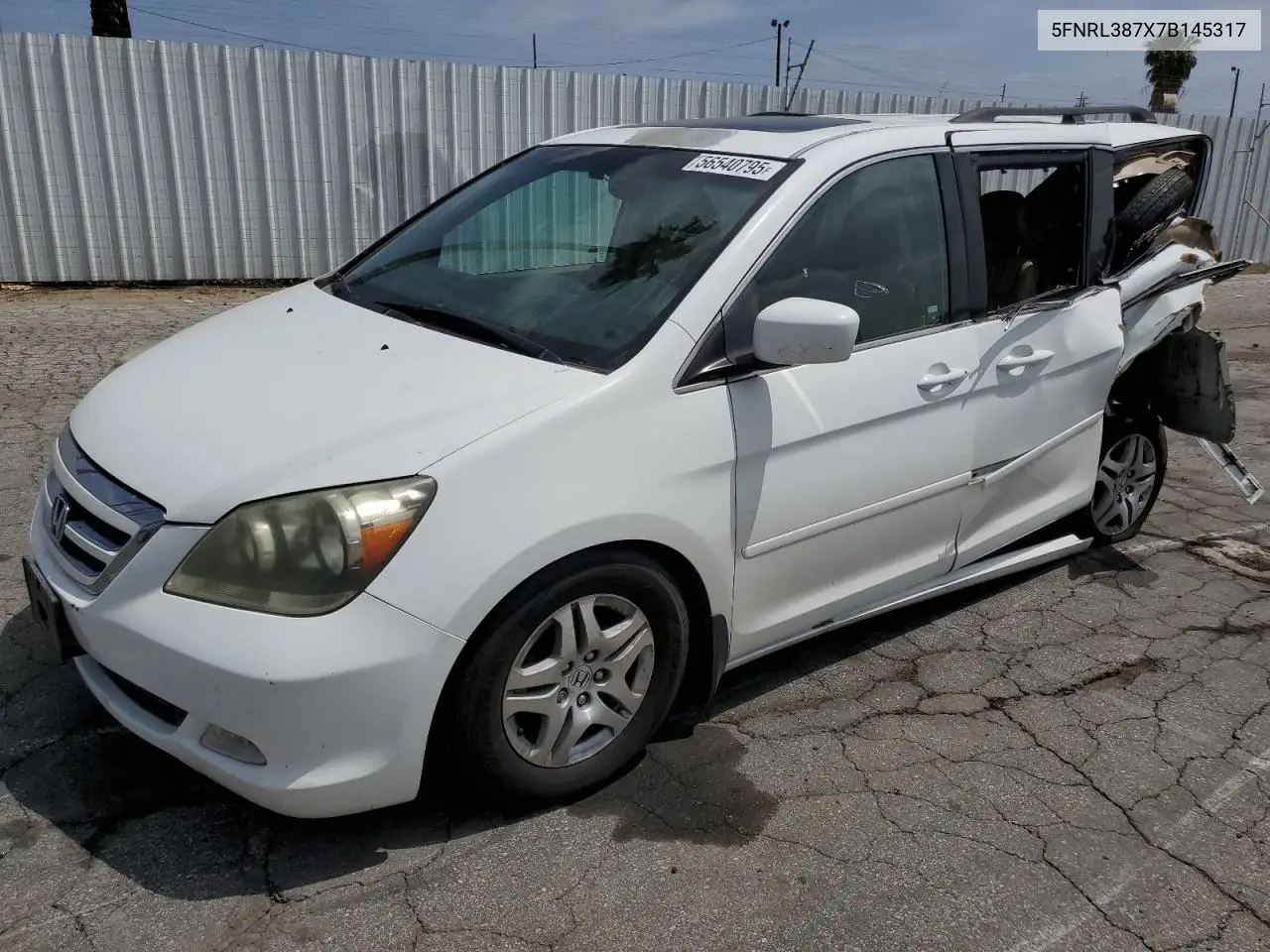 2007 Honda Odyssey Exl VIN: 5FNRL387X7B145317 Lot: 56540795