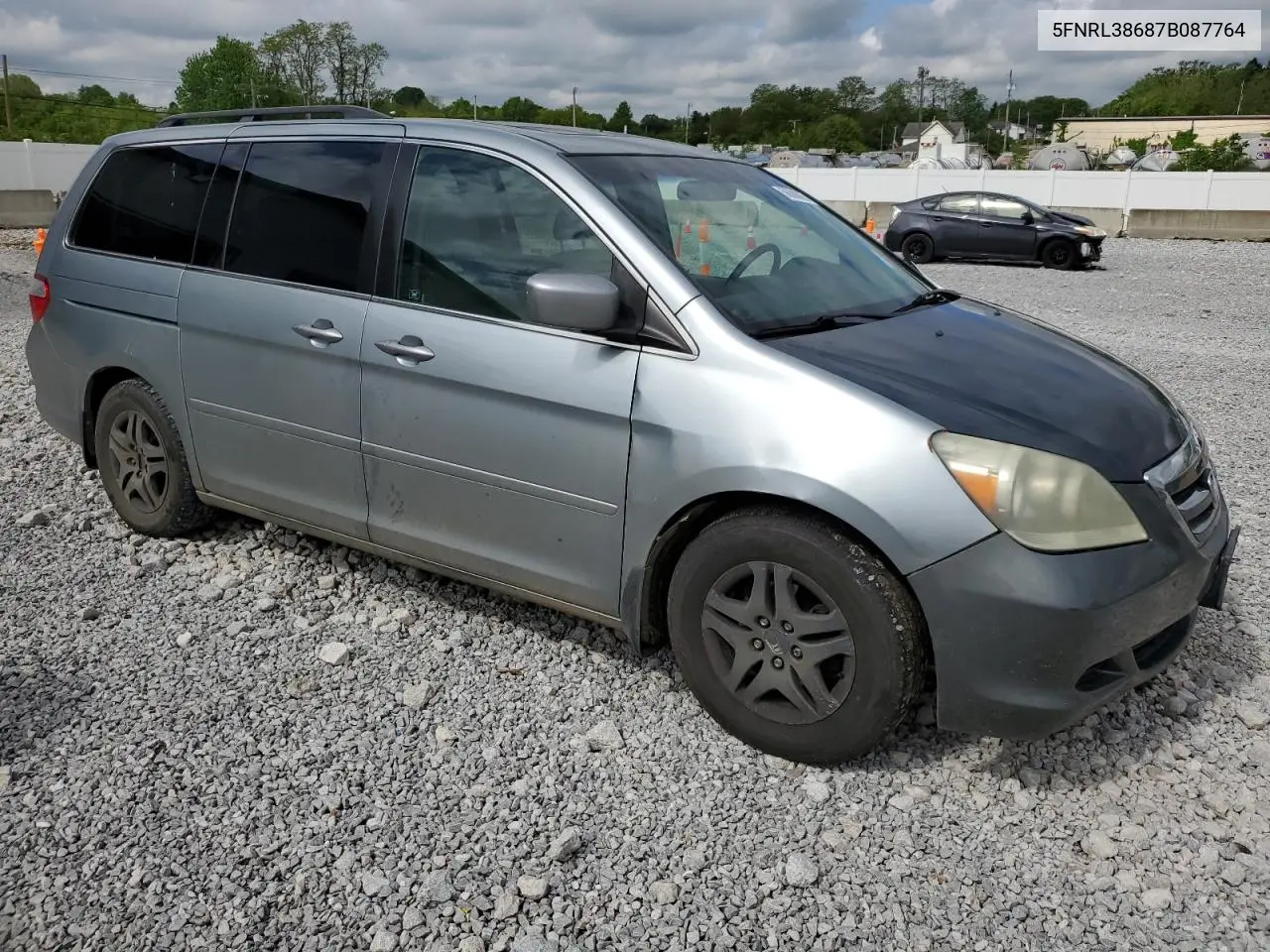 2007 Honda Odyssey Exl VIN: 5FNRL38687B087764 Lot: 56688065