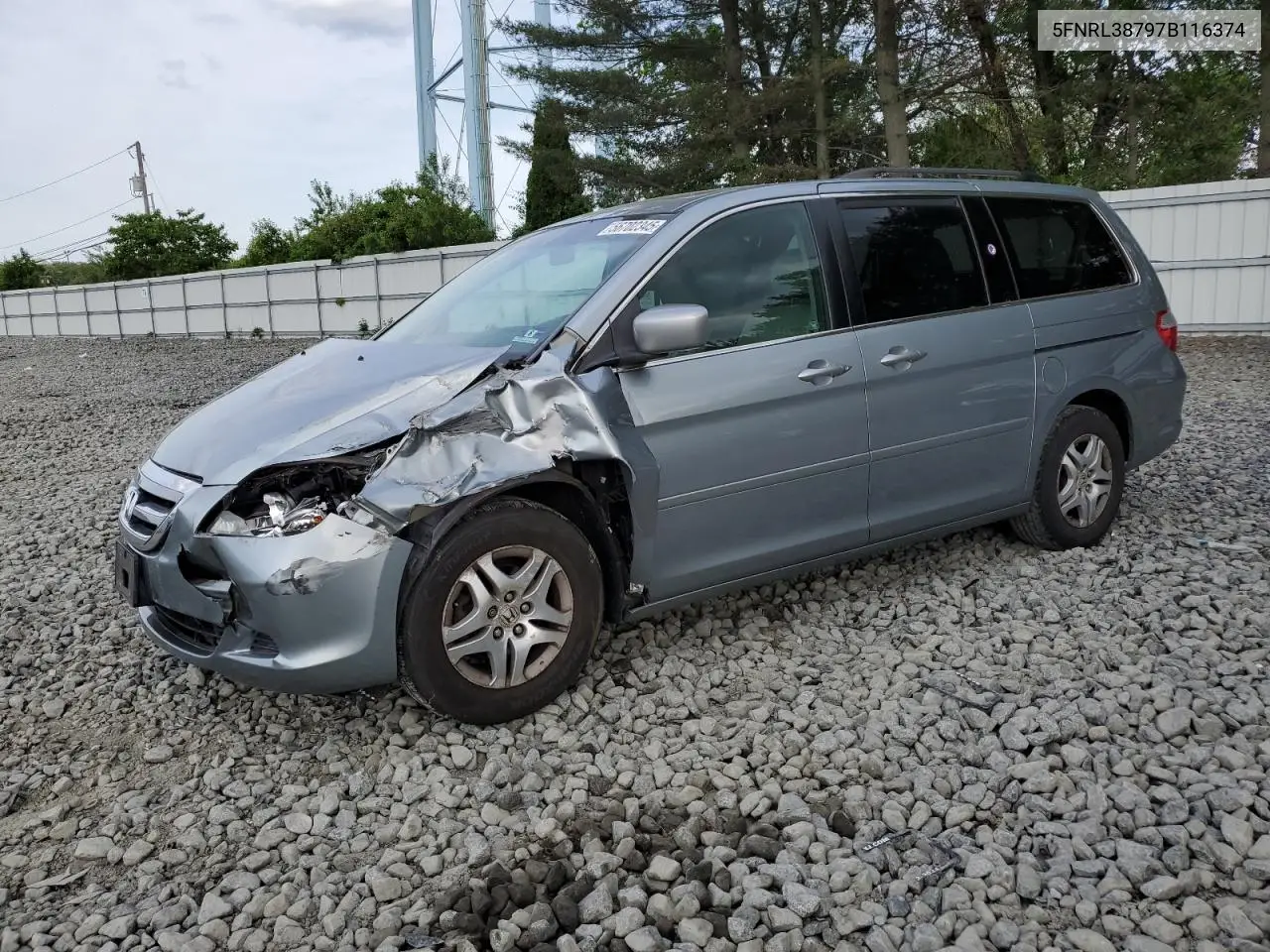 2007 Honda Odyssey Exl VIN: 5FNRL38797B116374 Lot: 56702345