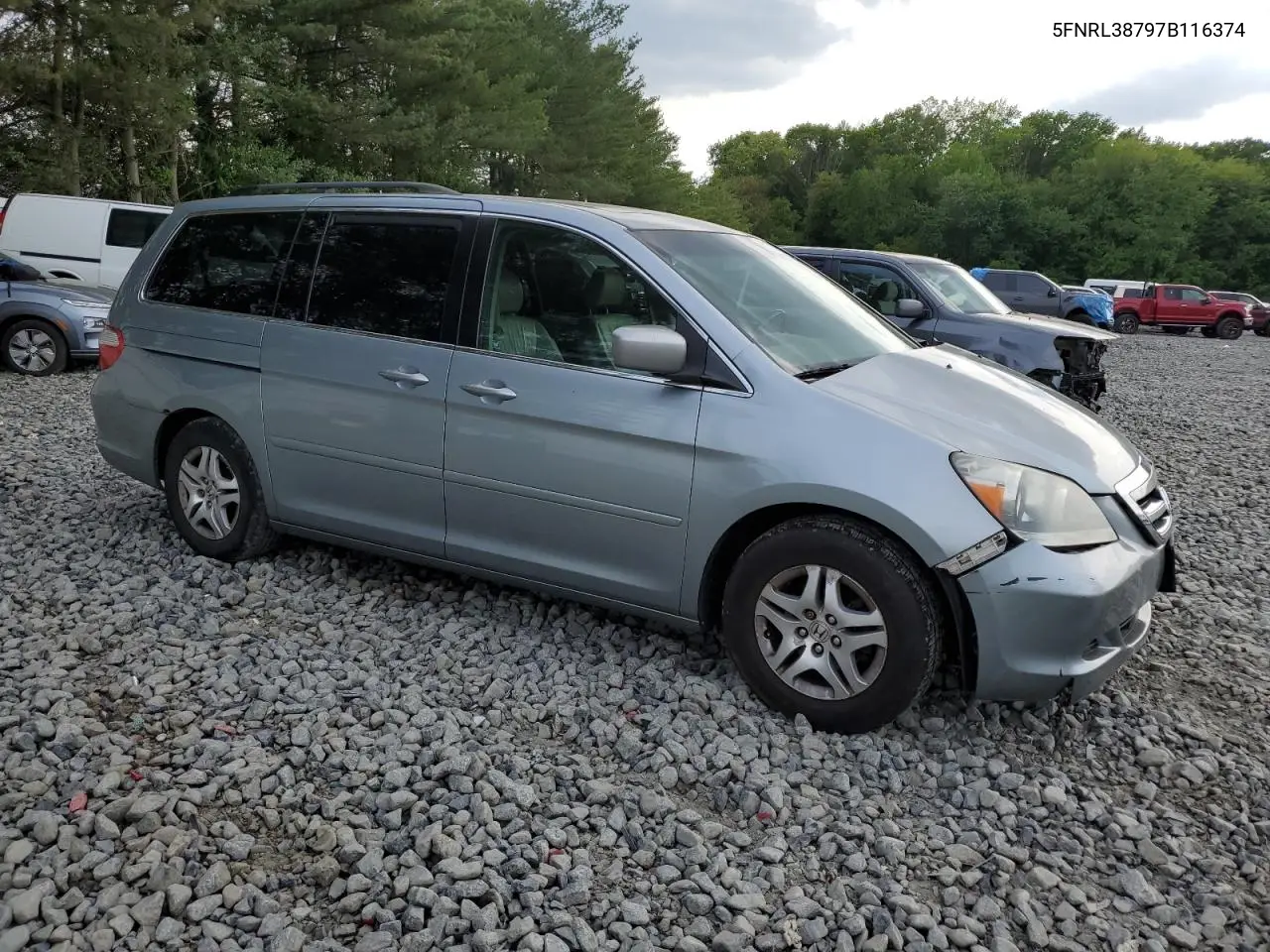 2007 Honda Odyssey Exl VIN: 5FNRL38797B116374 Lot: 56702345