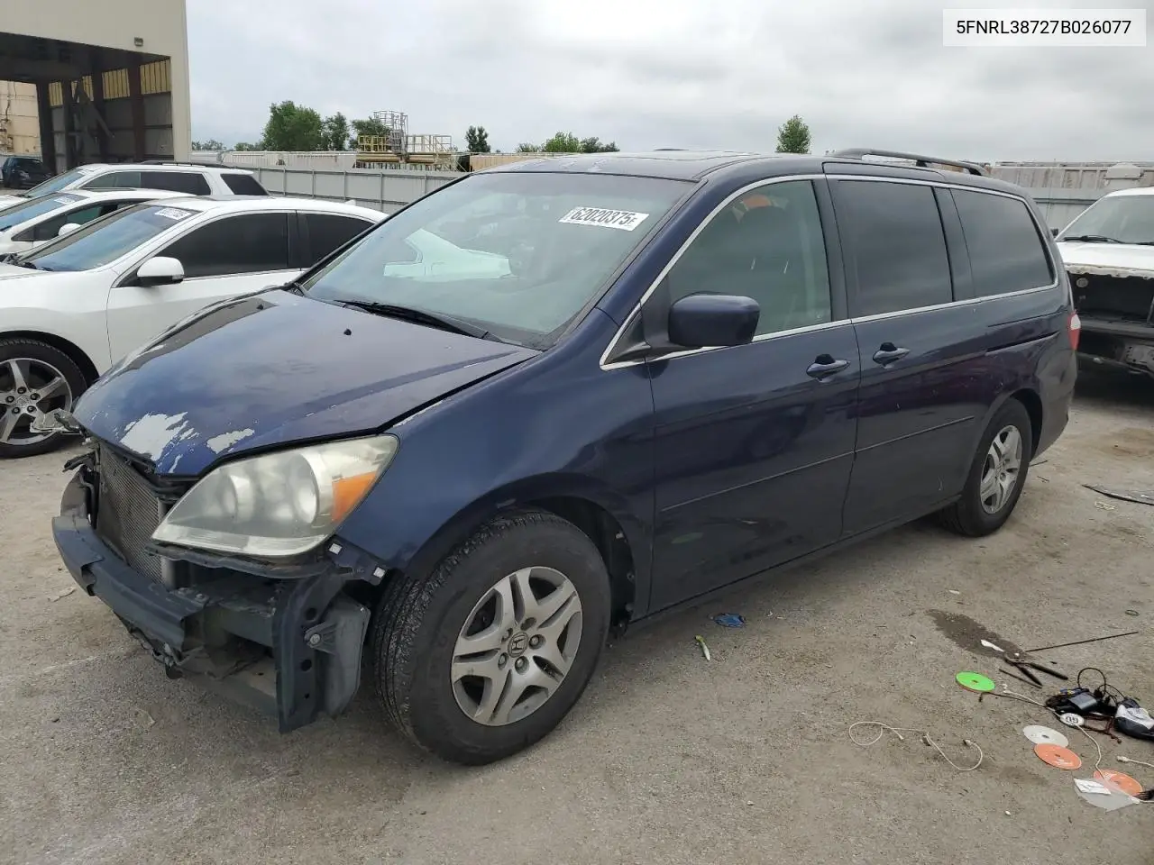 2007 Honda Odyssey Exl VIN: 5FNRL38727B026077 Lot: 62020375