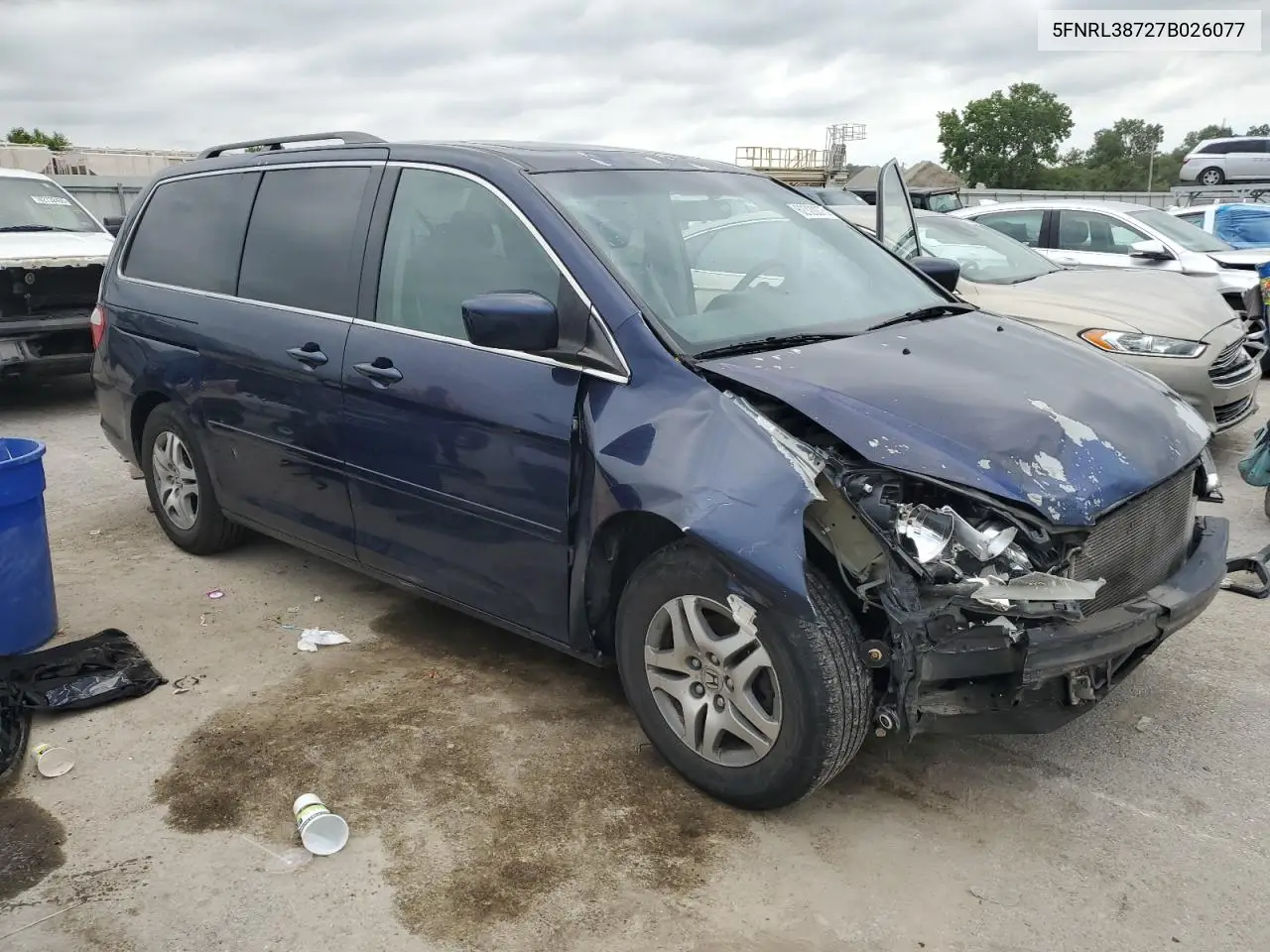 2007 Honda Odyssey Exl VIN: 5FNRL38727B026077 Lot: 62020375