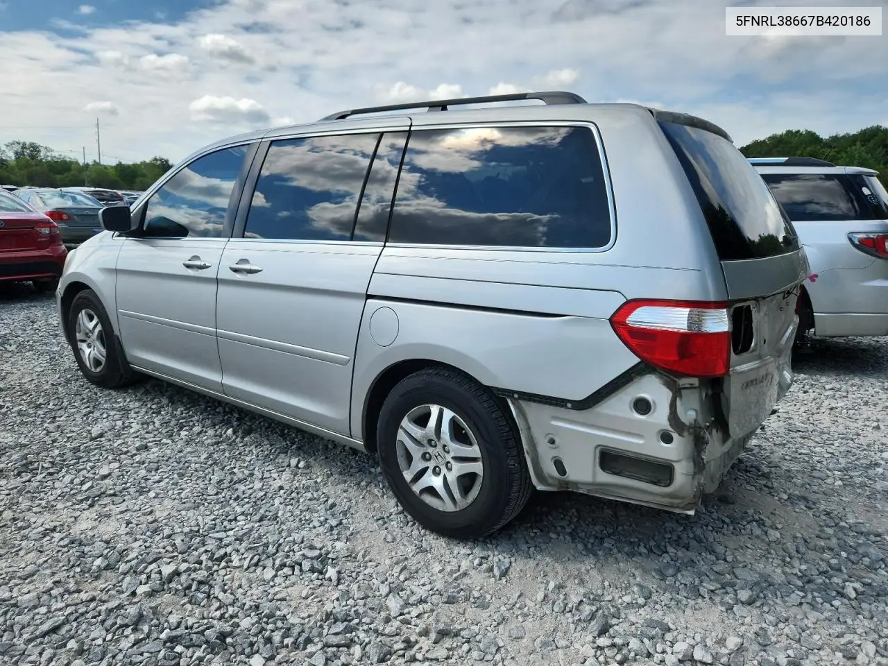 2007 Honda Odyssey Exl VIN: 5FNRL38667B420186 Lot: 62575195