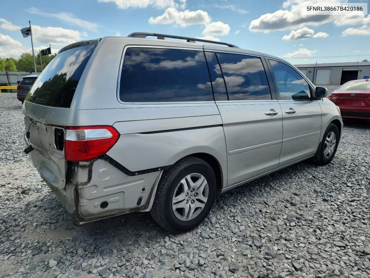 2007 Honda Odyssey Exl VIN: 5FNRL38667B420186 Lot: 62575195