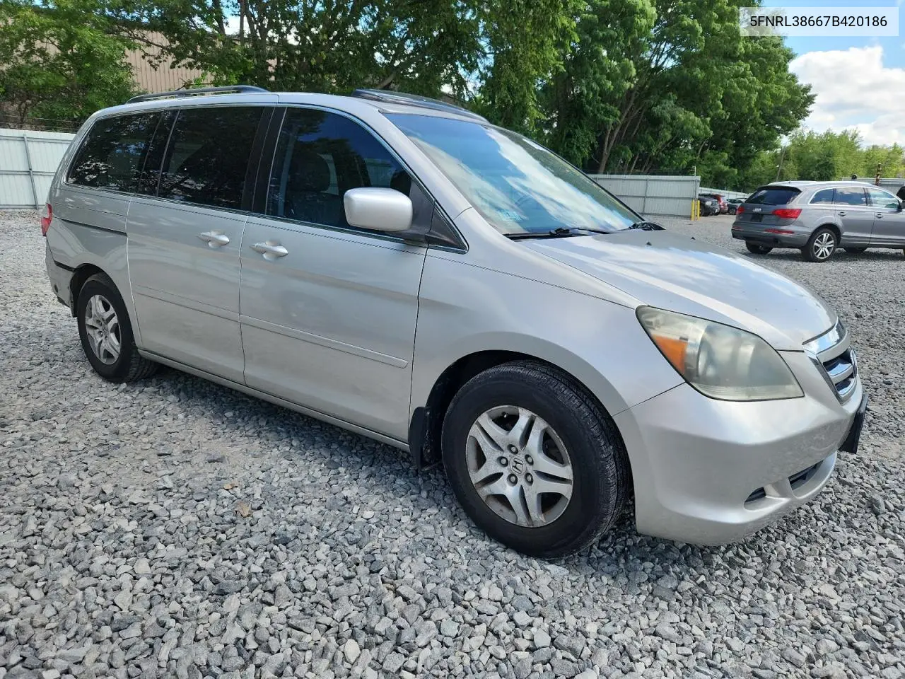 2007 Honda Odyssey Exl VIN: 5FNRL38667B420186 Lot: 62575195