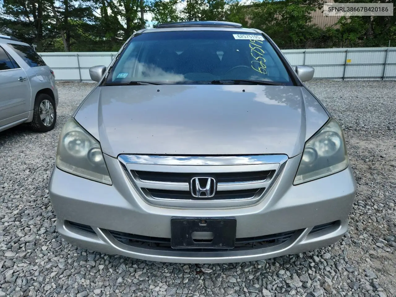2007 Honda Odyssey Exl VIN: 5FNRL38667B420186 Lot: 62575195