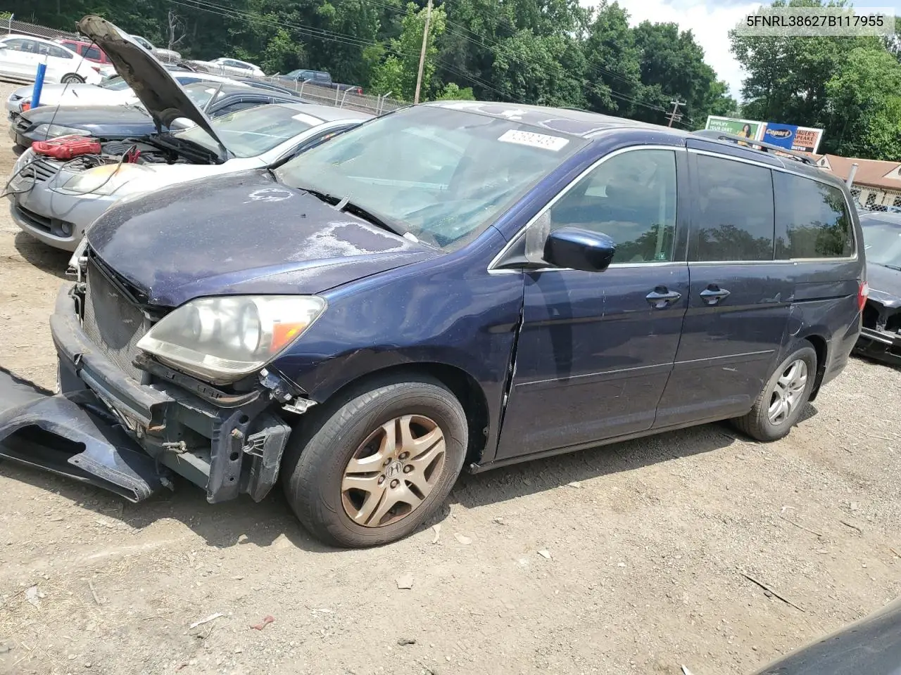 2007 Honda Odyssey Exl VIN: 5FNRL38627B117955 Lot: 62692435