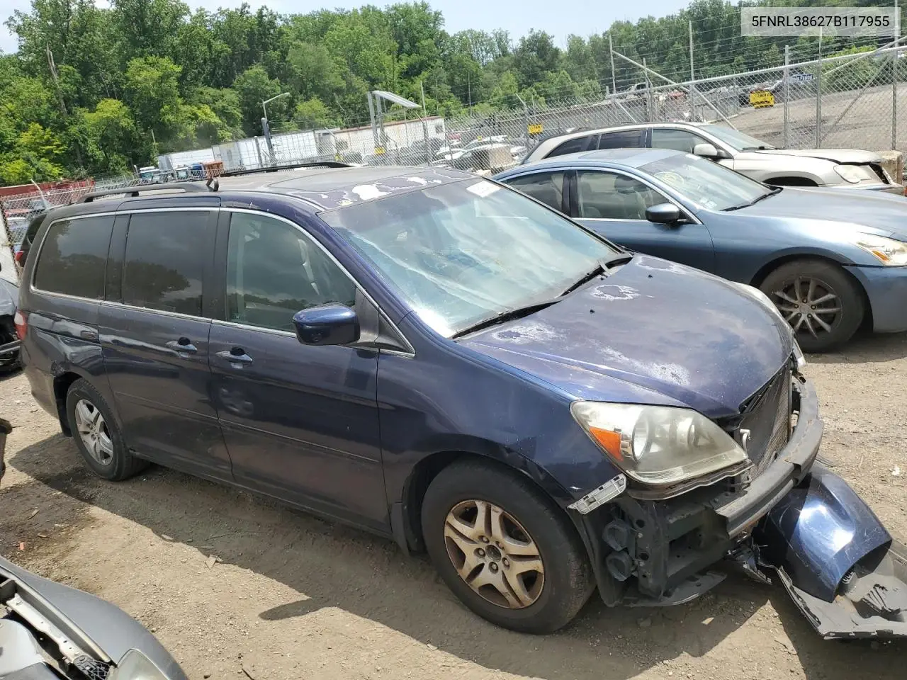 2007 Honda Odyssey Exl VIN: 5FNRL38627B117955 Lot: 62692435