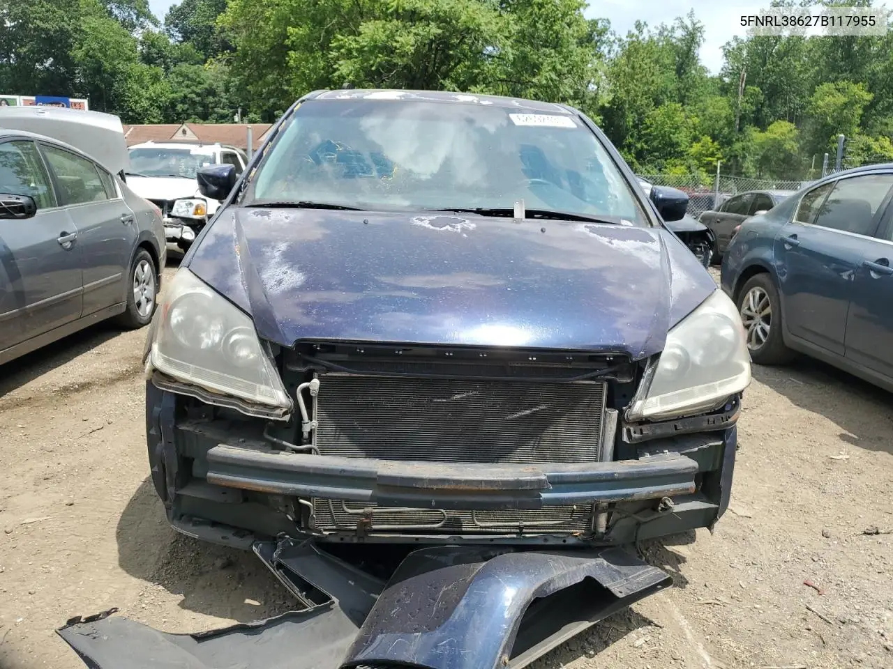 2007 Honda Odyssey Exl VIN: 5FNRL38627B117955 Lot: 62692435