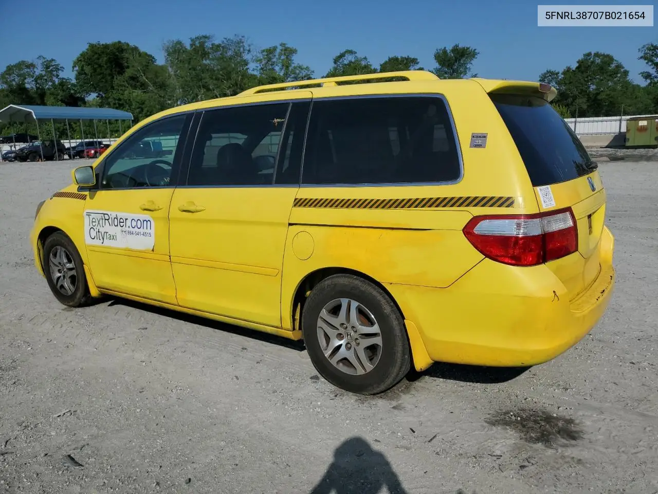 2007 Honda Odyssey Exl VIN: 5FNRL38707B021654 Lot: 62757095