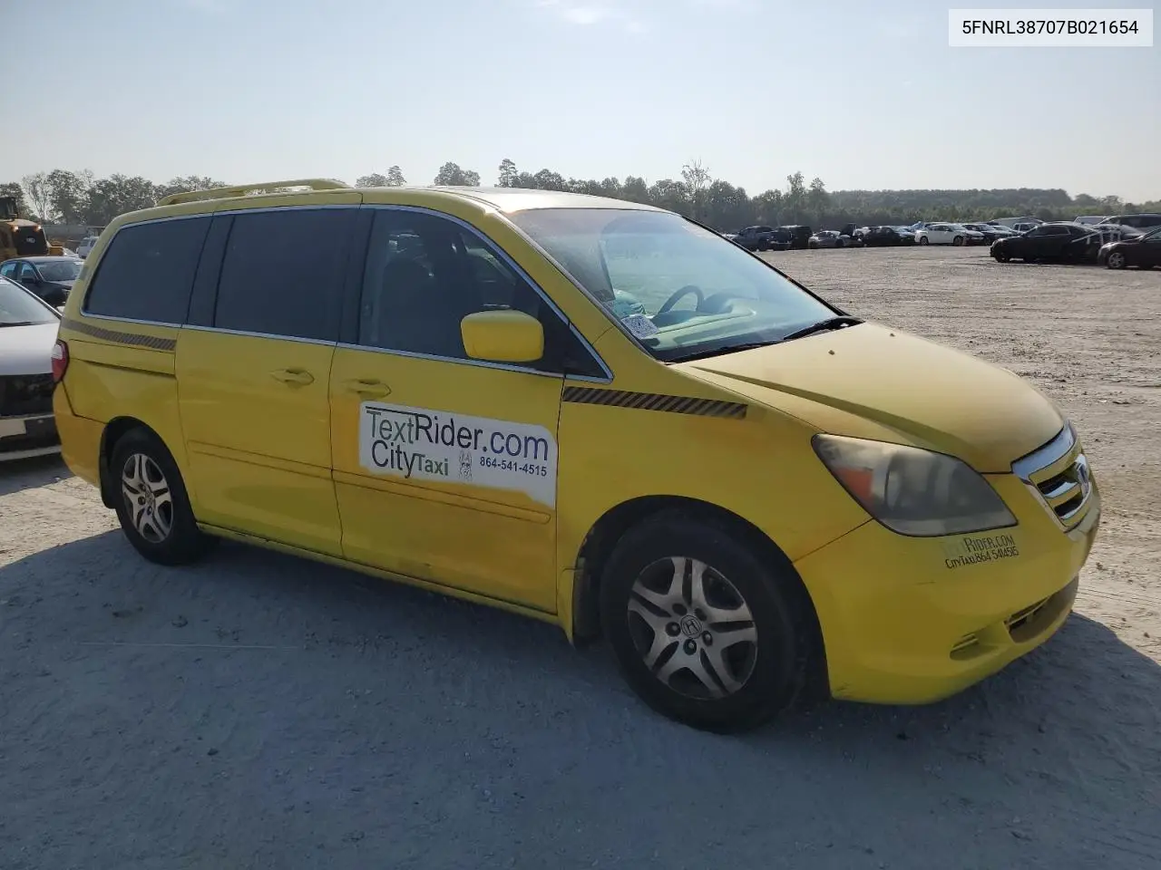 2007 Honda Odyssey Exl VIN: 5FNRL38707B021654 Lot: 62757095
