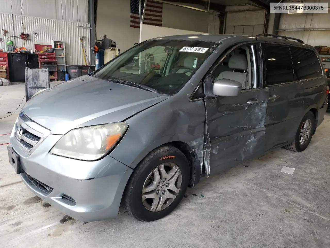 2007 Honda Odyssey Ex VIN: 5FNRL38447B000375 Lot: 63231985