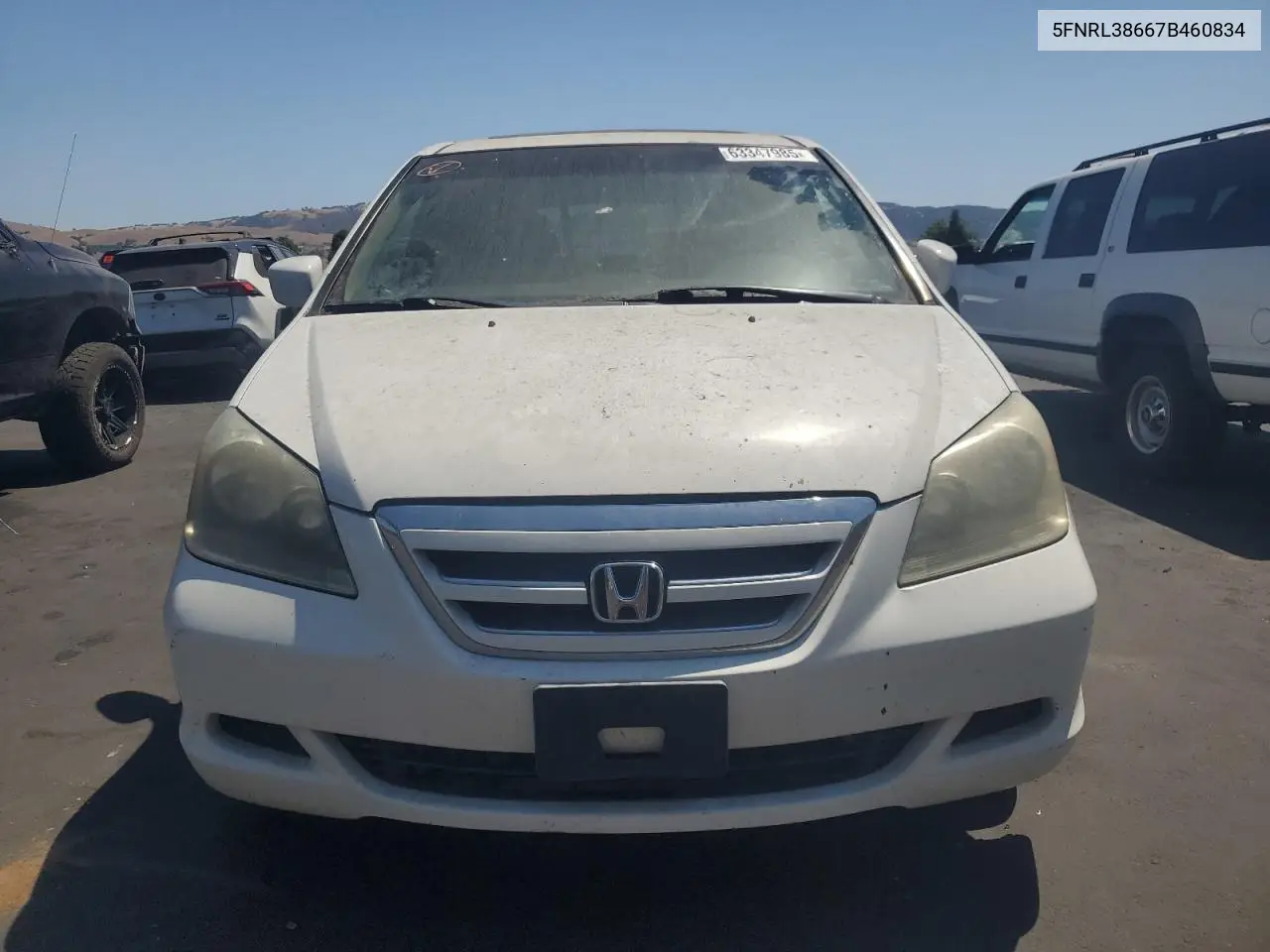 2007 Honda Odyssey Exl VIN: 5FNRL38667B460834 Lot: 63347985