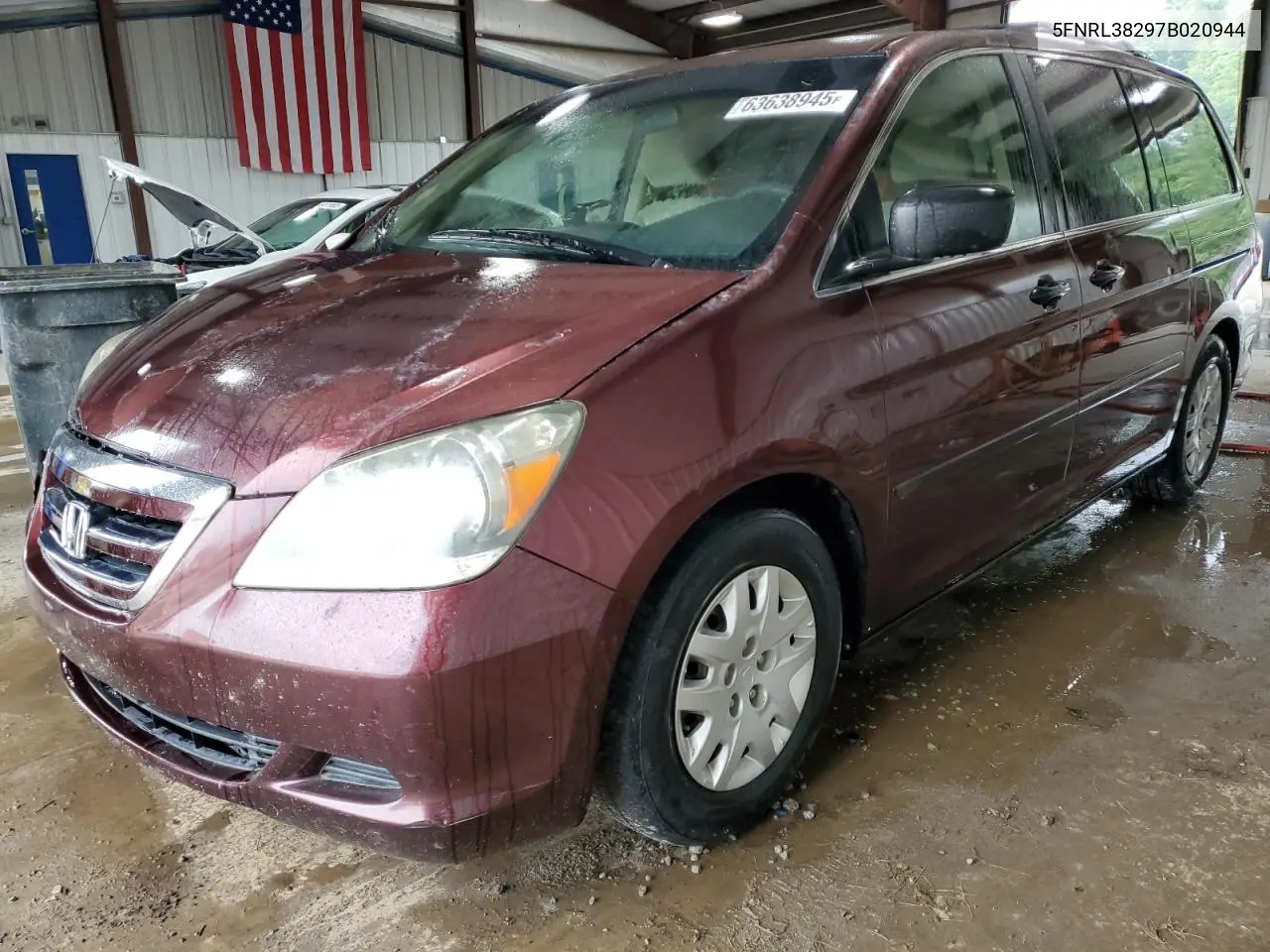 2007 Honda Odyssey Lx VIN: 5FNRL38297B020944 Lot: 63638945