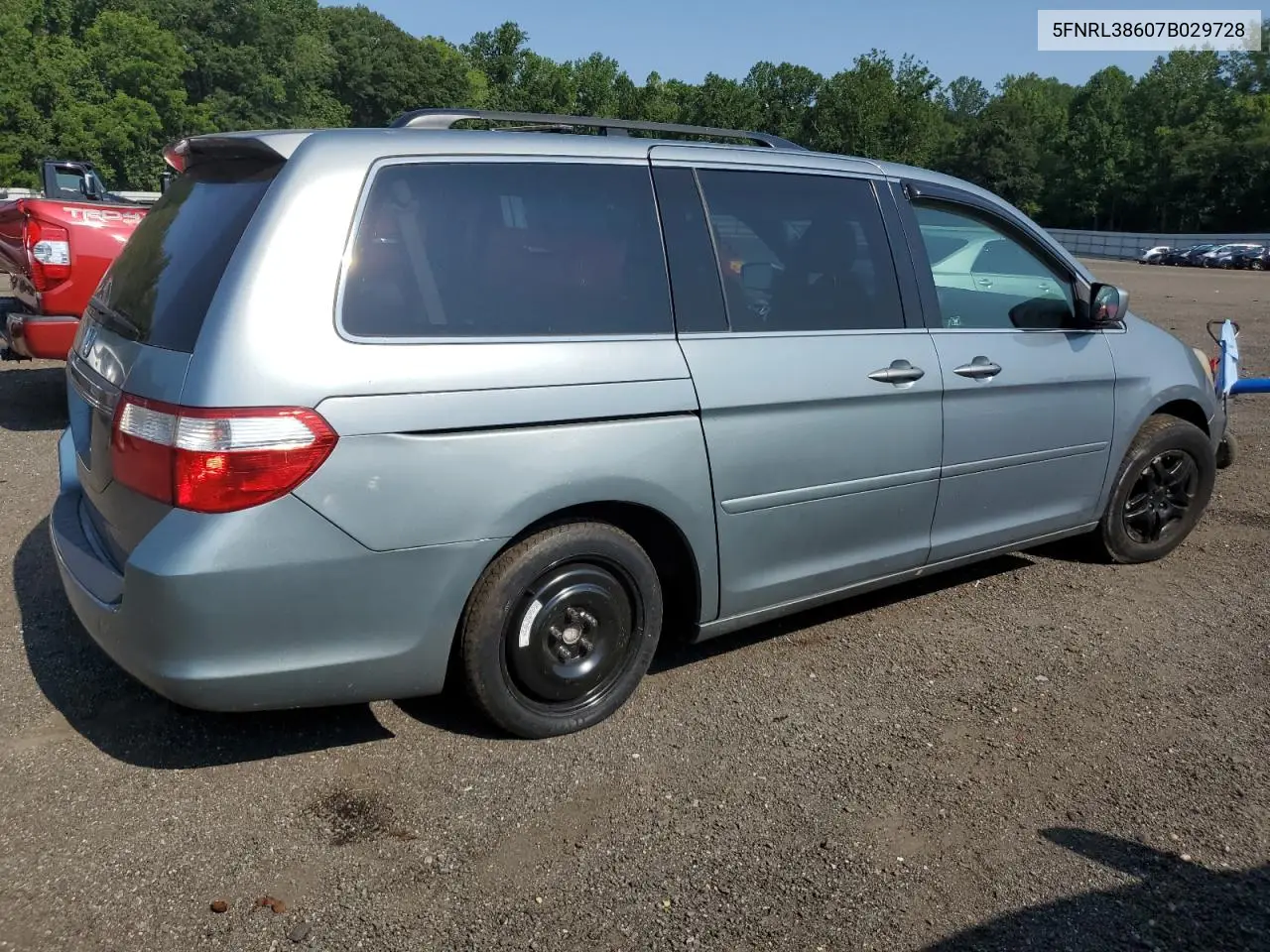 2007 Honda Odyssey Exl VIN: 5FNRL38607B029728 Lot: 65721205