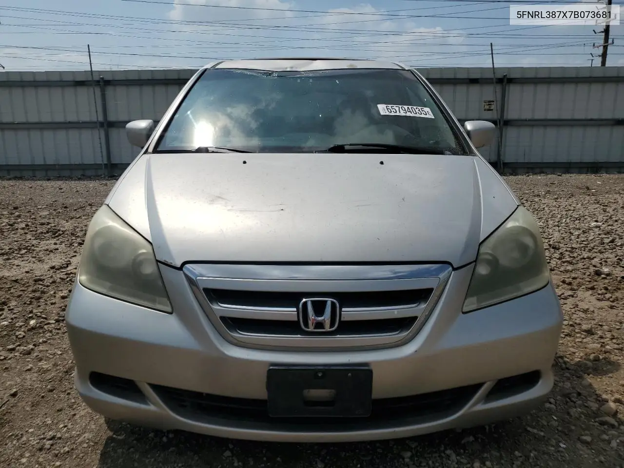 2007 Honda Odyssey Exl VIN: 5FNRL387X7B073681 Lot: 65794035