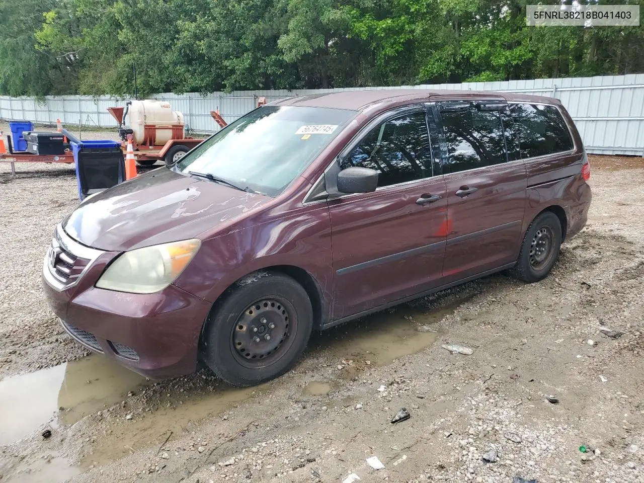 2008 Honda Odyssey Lx VIN: 5FNRL38218B041403 Lot: 56764745