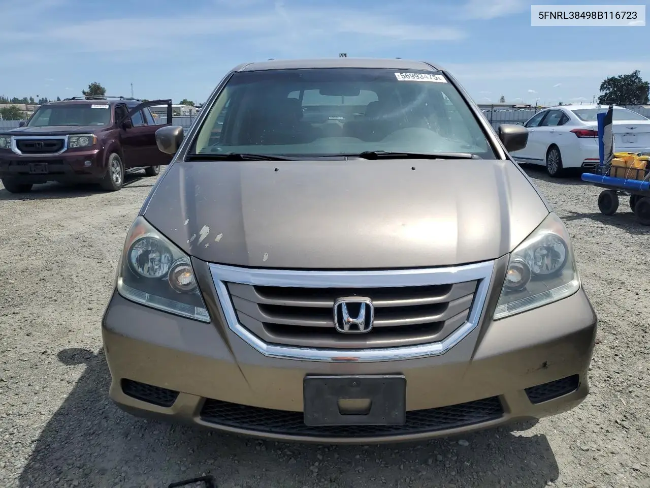 2008 Honda Odyssey Ex VIN: 5FNRL38498B116723 Lot: 56993475